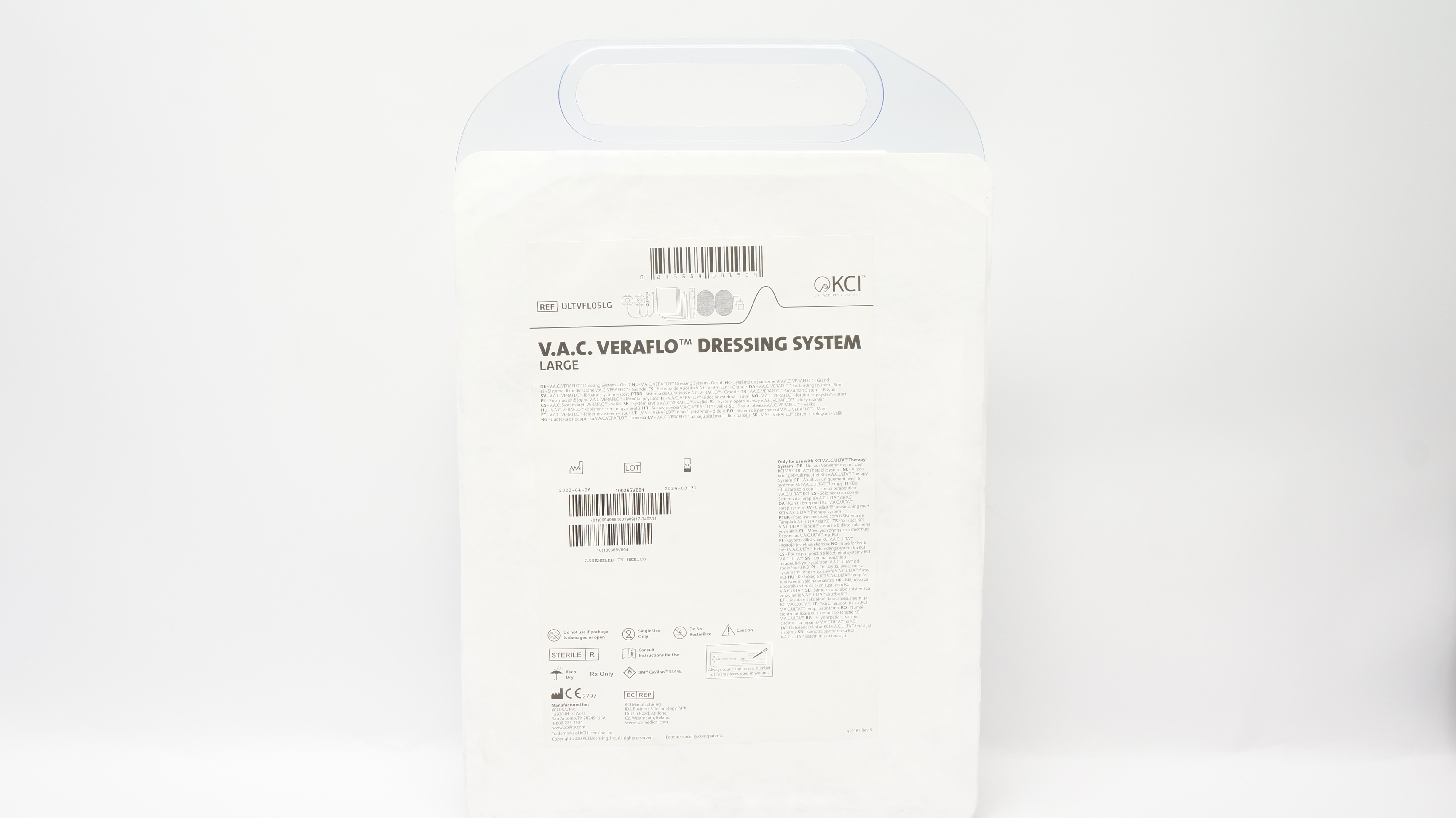 KCI ULTVFL05LG V.A.C. Veraflo Dressing System, Large (x)