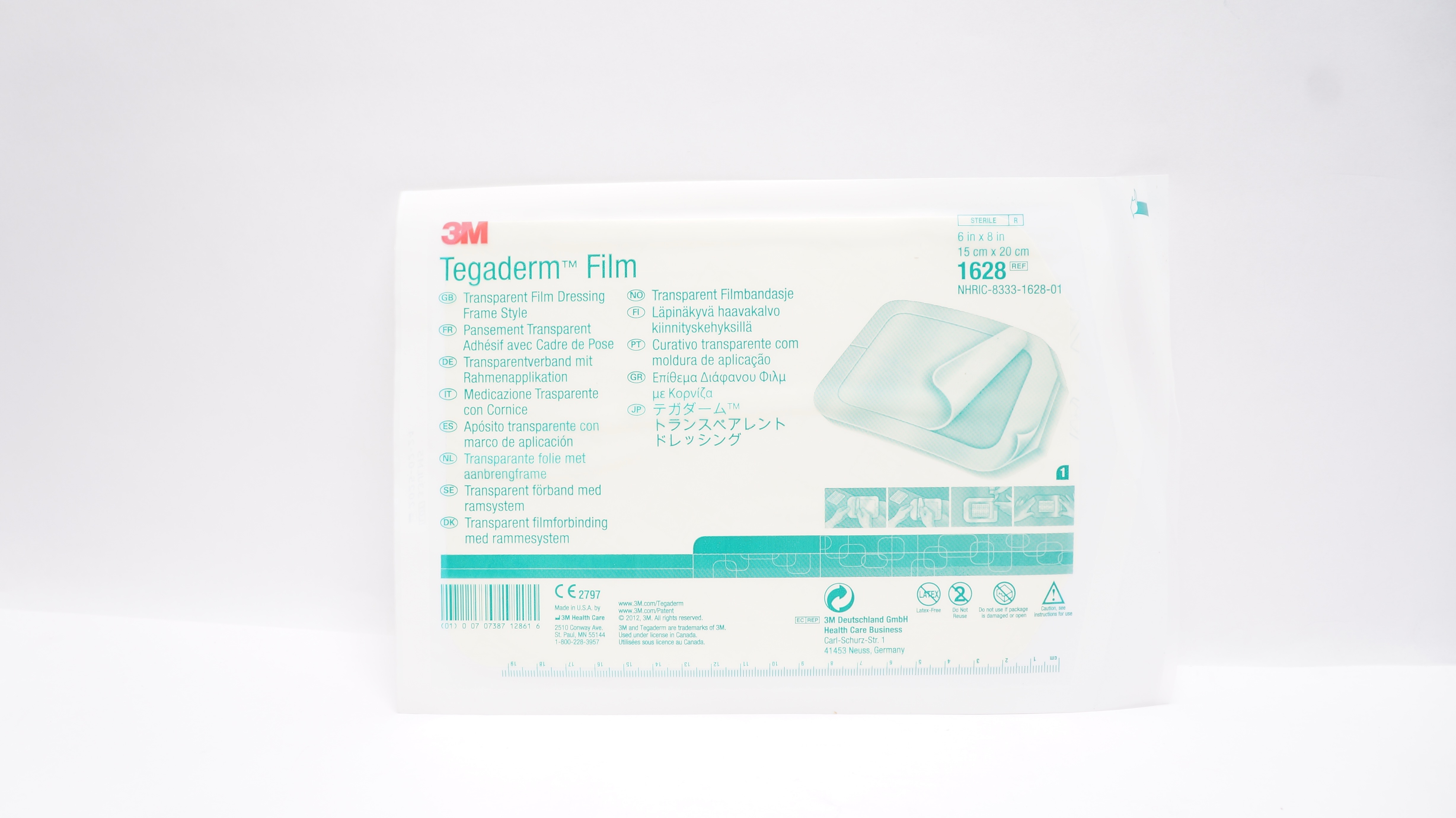 3M 1628 Tegaderm Transparent Film Dressing Frame Style, 6inch x 8inch