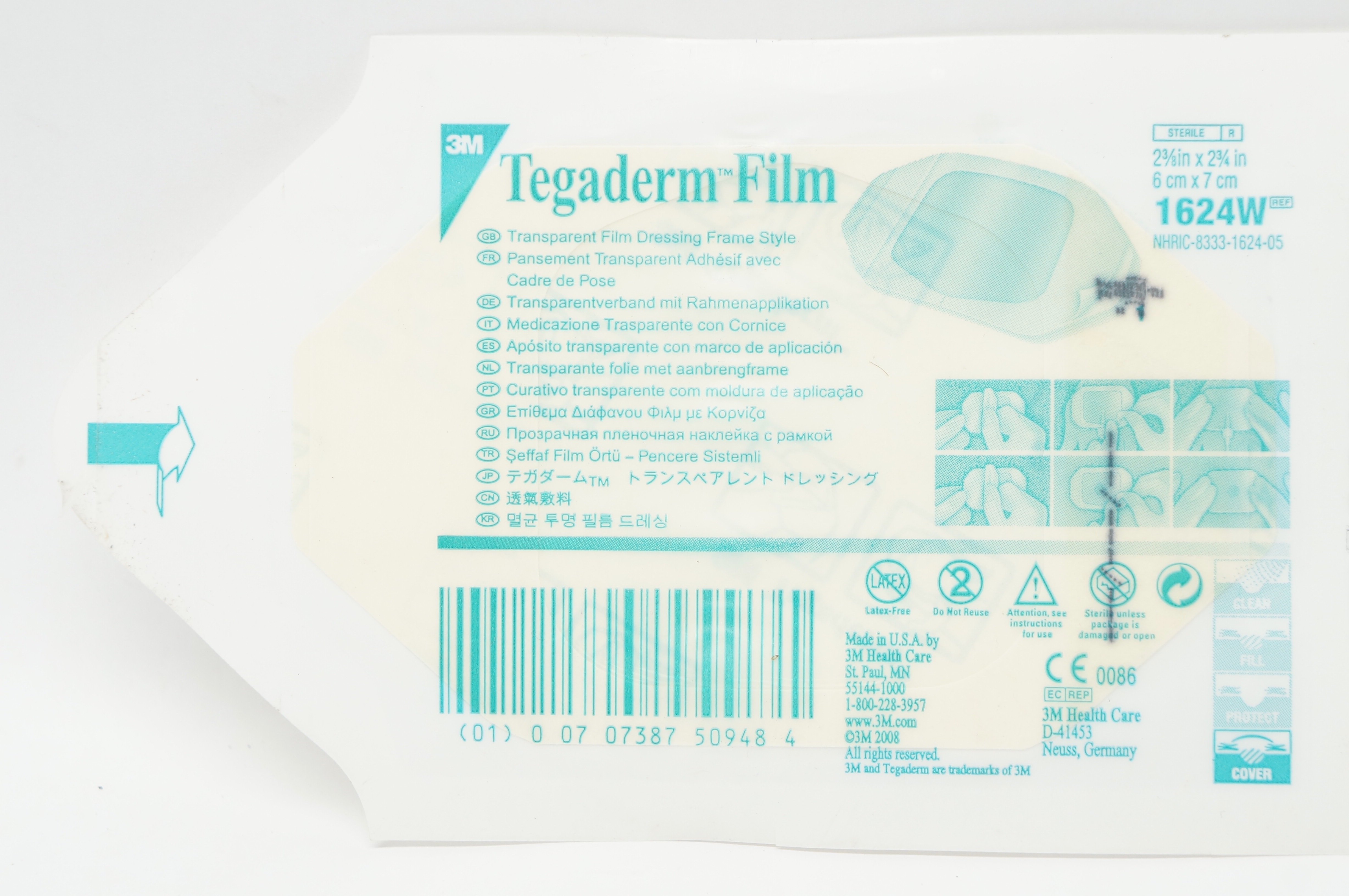 3M 1624W Tegaderm Transparent Film Dressing Frame 2-3/8 x 2-3/4inch (x)