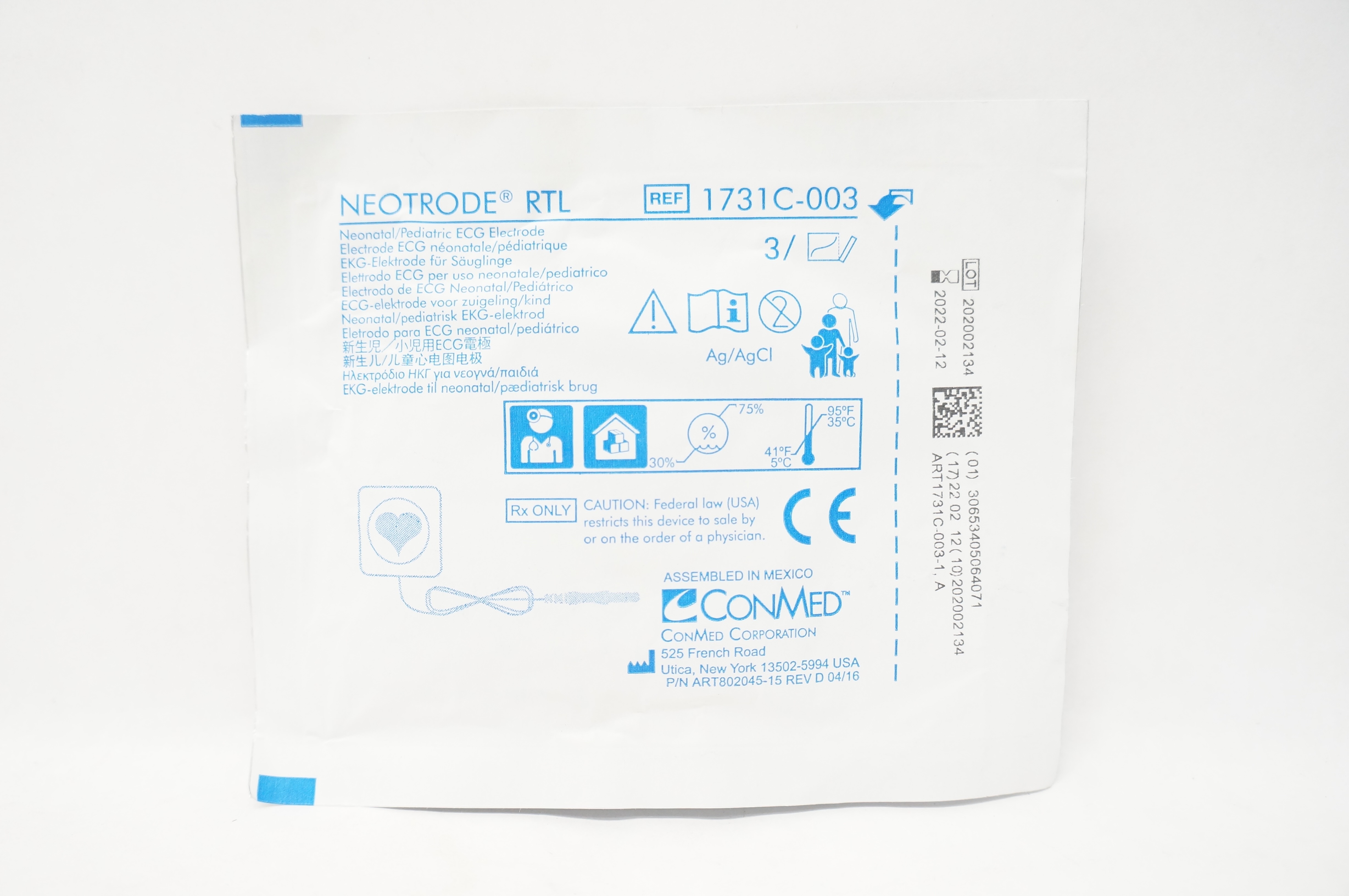 ConMed 1731C-003 Neotrode RTL Neonatal/Pediatric ECG Electrode (x) - Pack of 3