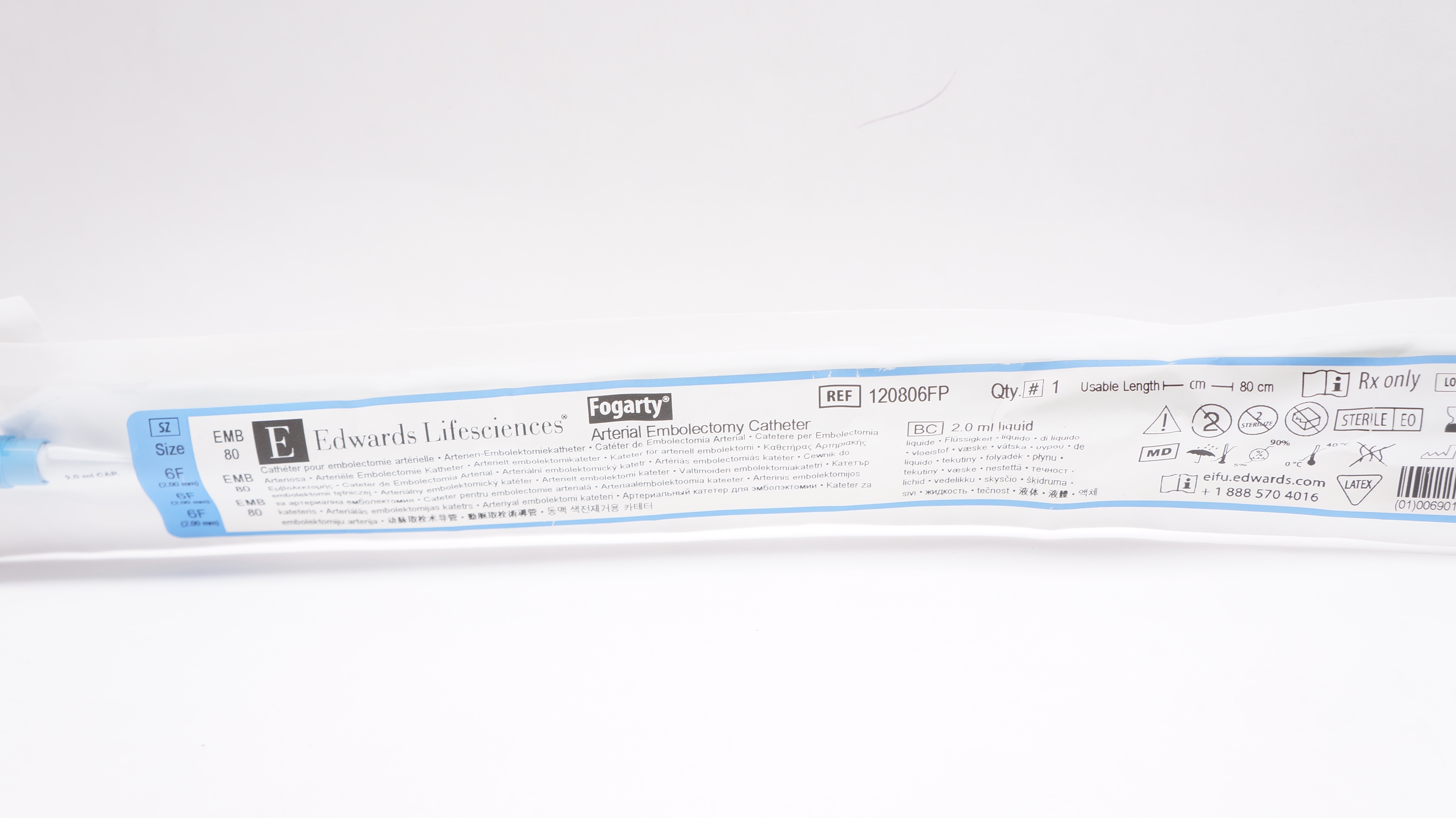 Edwards Lifesciences 120806FP Fogarty Arterial Embolectomy Cath. 6F x 80cm (x)