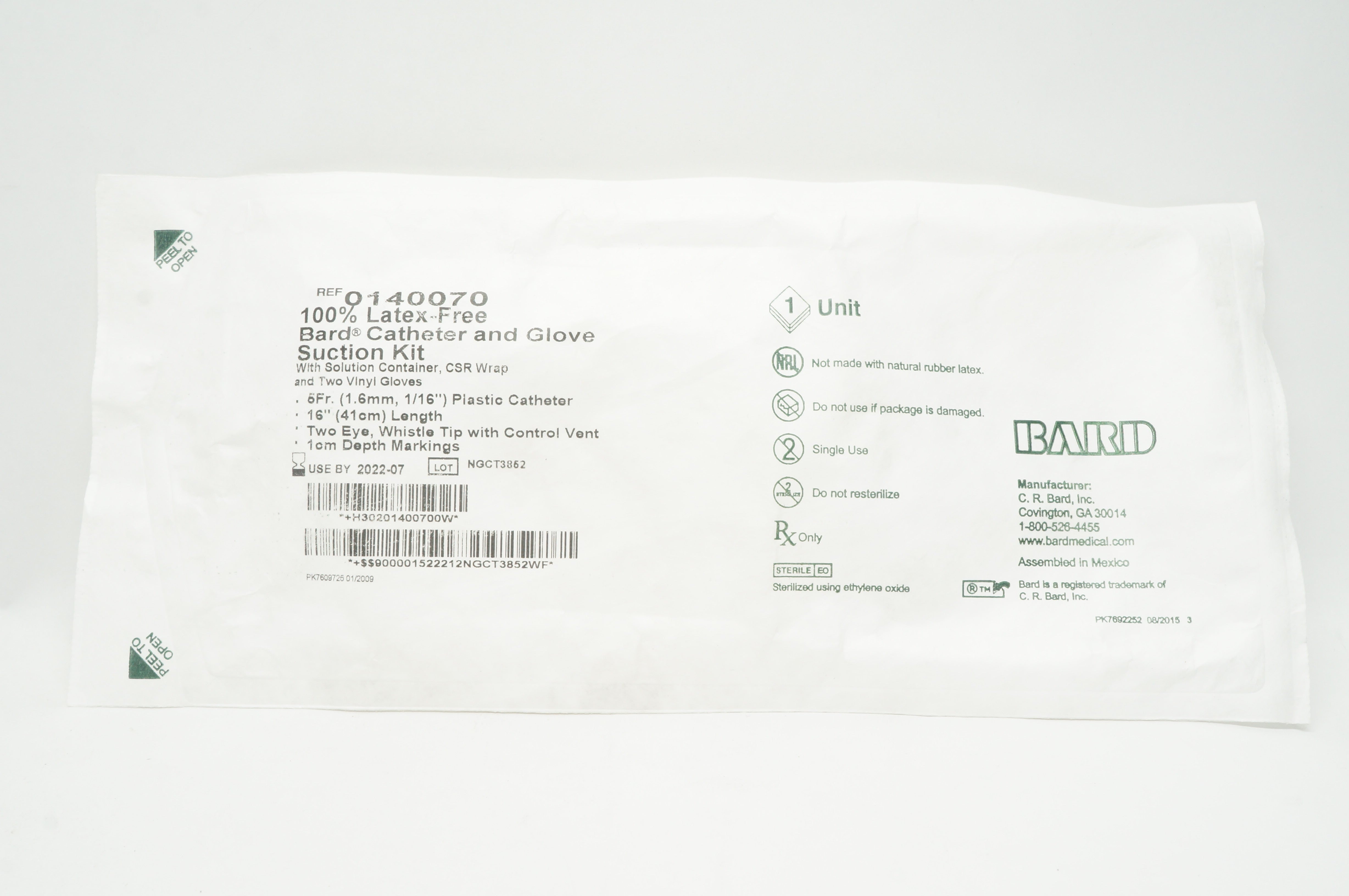 Bard 0140070 Cath. and Glove Suction Kit 5Fr x 16inch