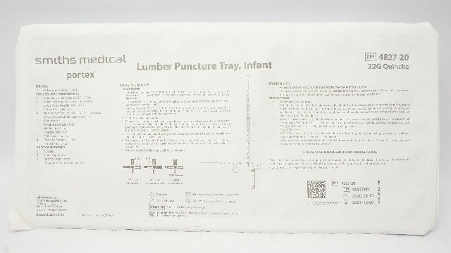 Smiths Medical 4827-20 Portex Lumbar Puncture Tray Infant 22G x1 1/2inch Ndle(x)
