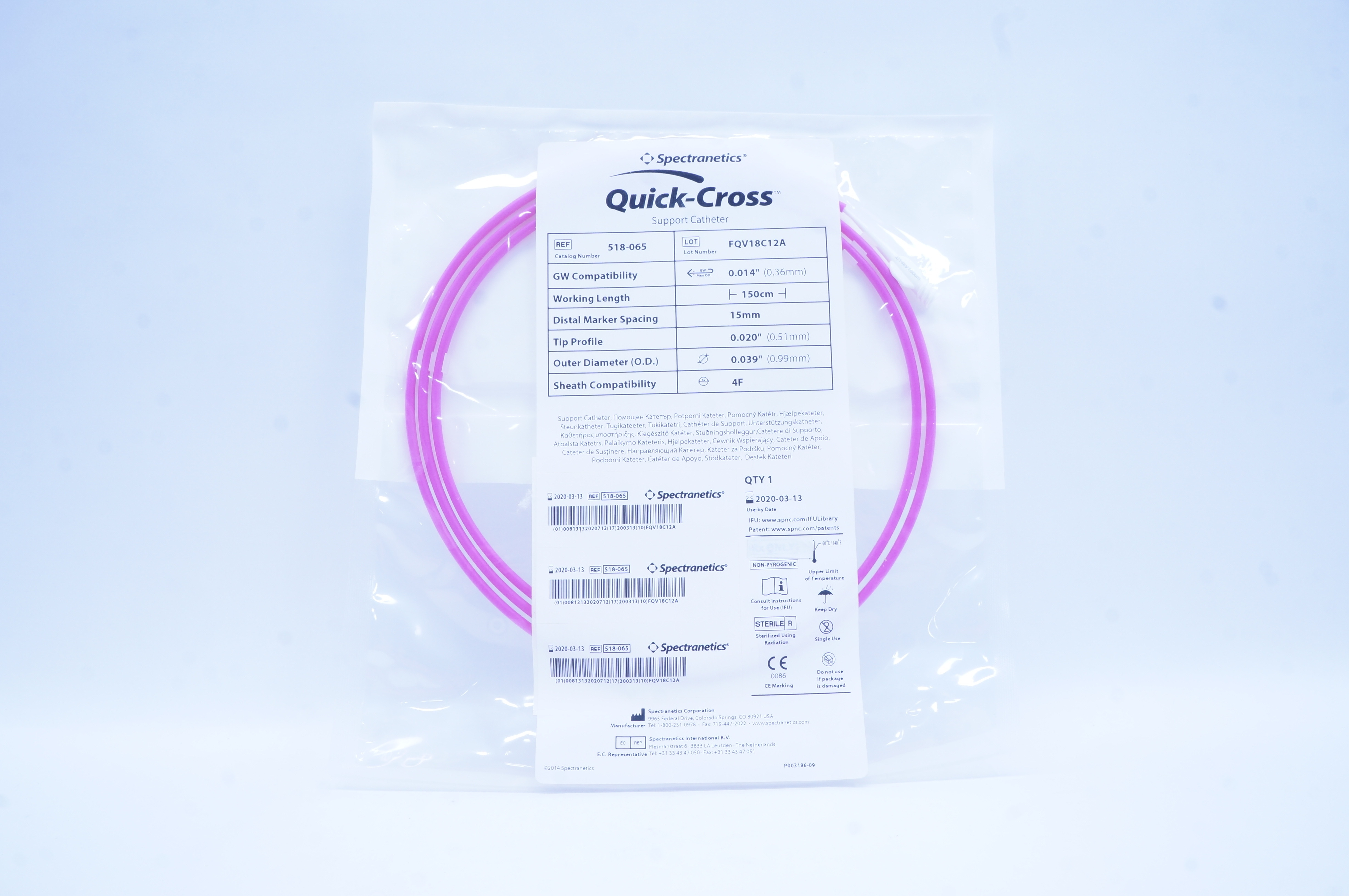 Spectranetics 518-065 Quick-Cross Support Cath. 4F x 0.014 inch x 150 cm (x)