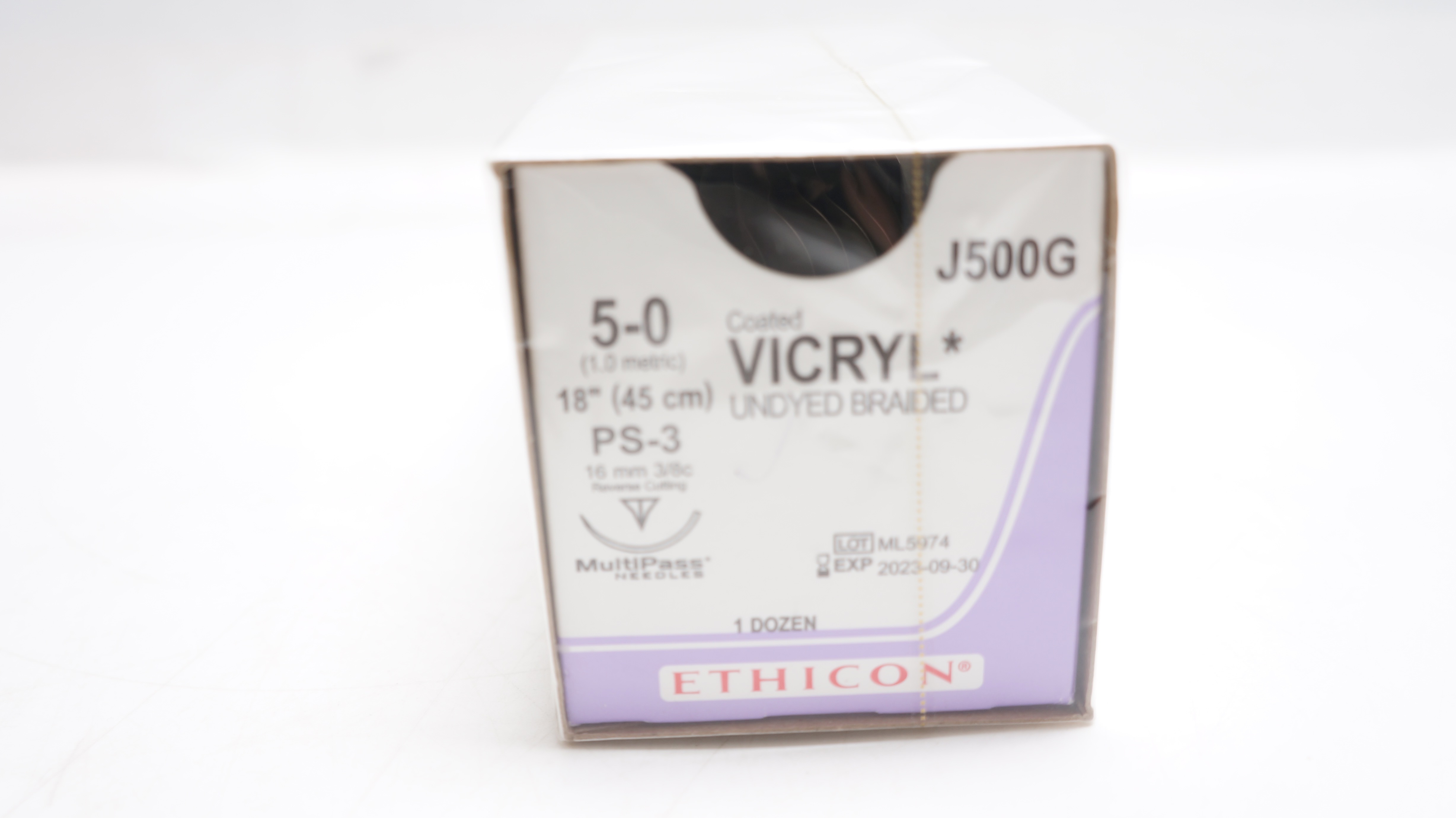 Ethicon J500G 5-0 VICRYL Stre PS-3 16mm 3/8c Reverse Cutting 18inch(x)-Box of 12