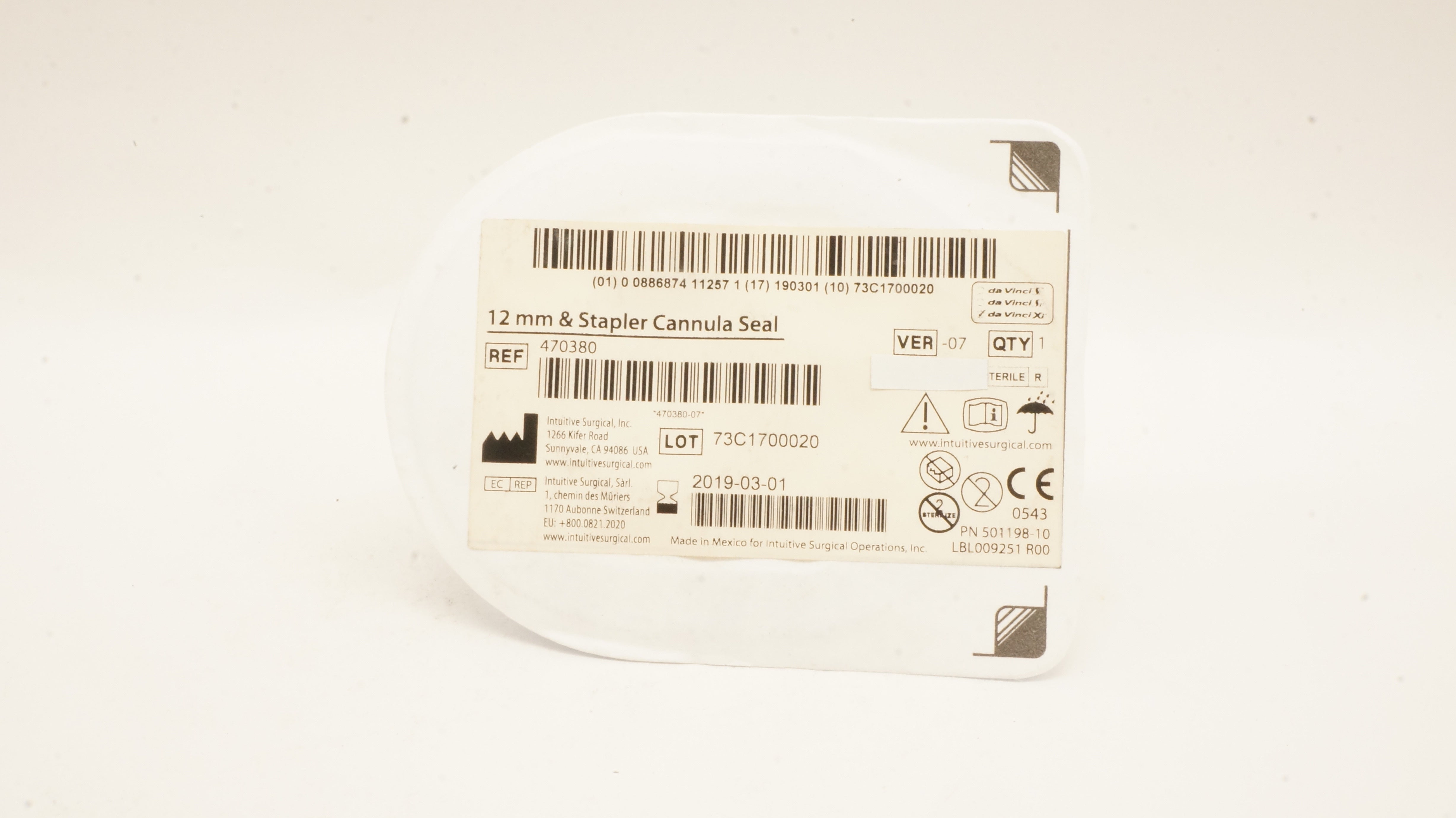 Intuitive Surgical 470380 da Vinci Xi Stapler Cannula Seal 12mm (x)
