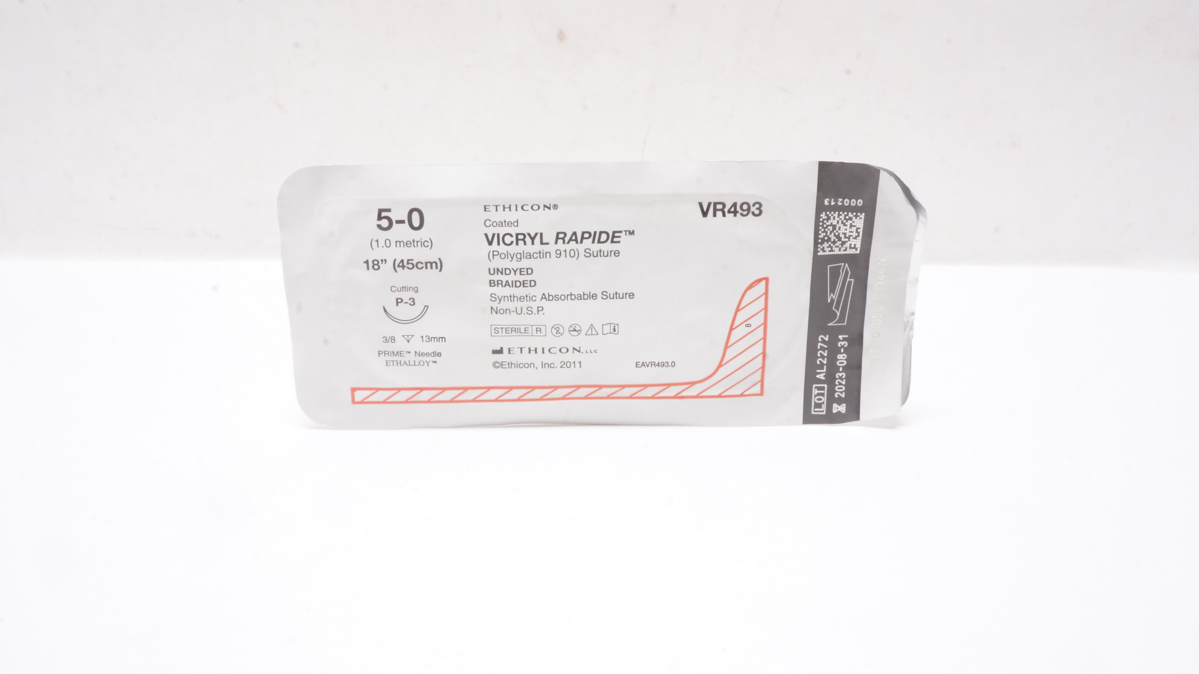 Ethicon VR493 5-0 VICRYL RAPIDE P-3 3/8c 13mm 18inch