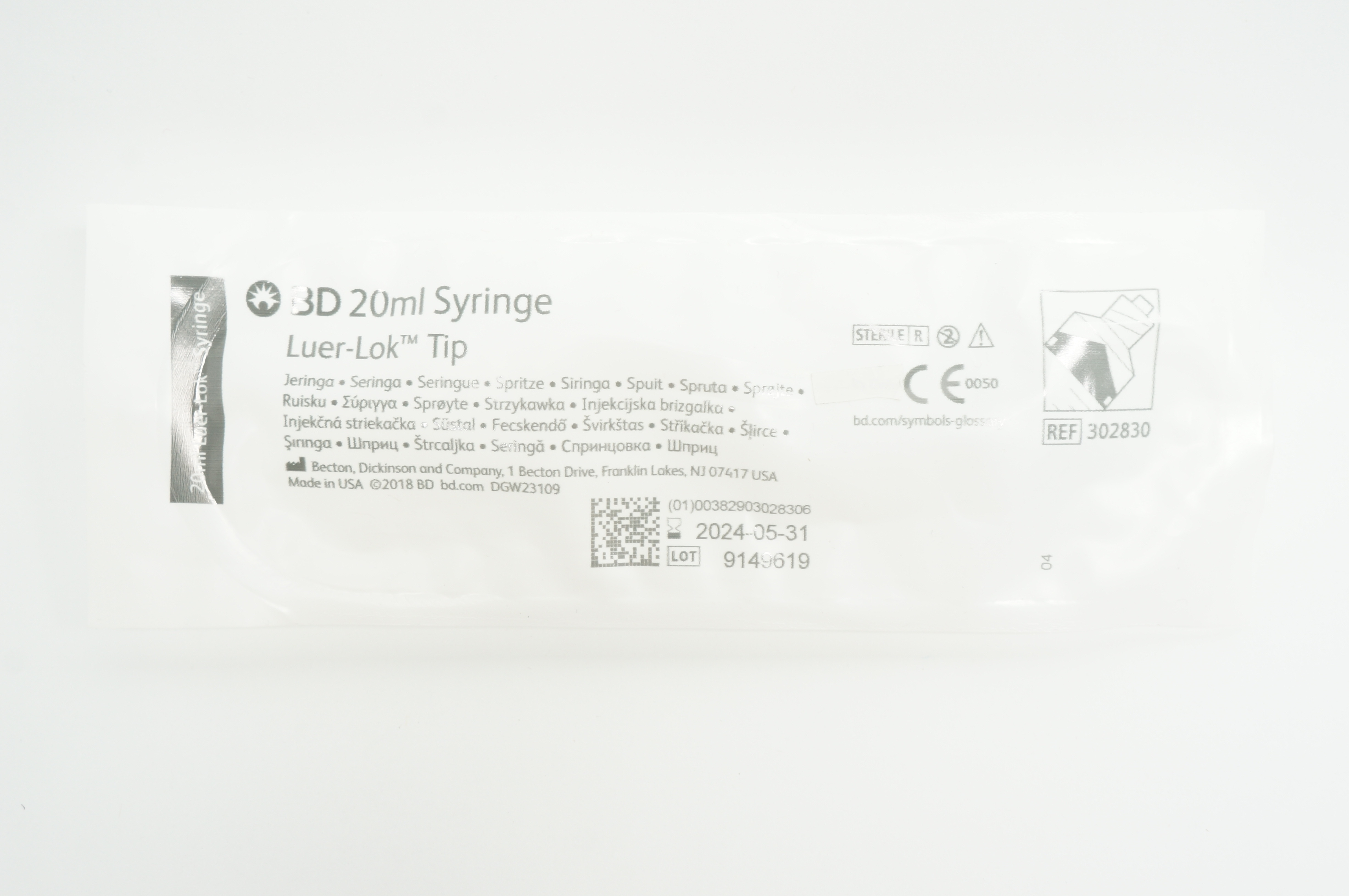 BD 302830 Syringe Luer-Lok Tip 20 ml