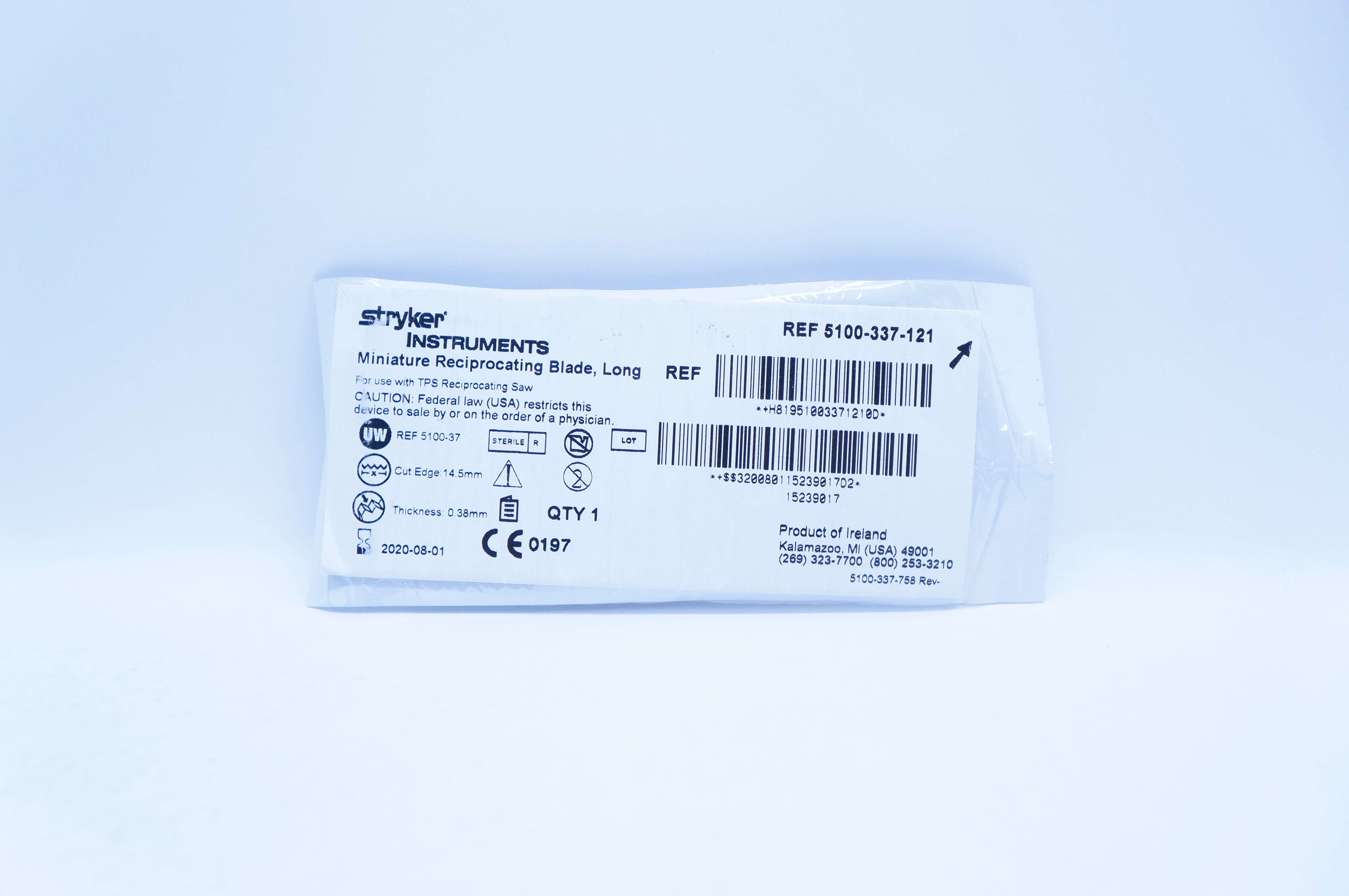 Stryker 5100-337-121 Miniature Reciprocating Blade, Long 14.5mm x 0.38mm (x)