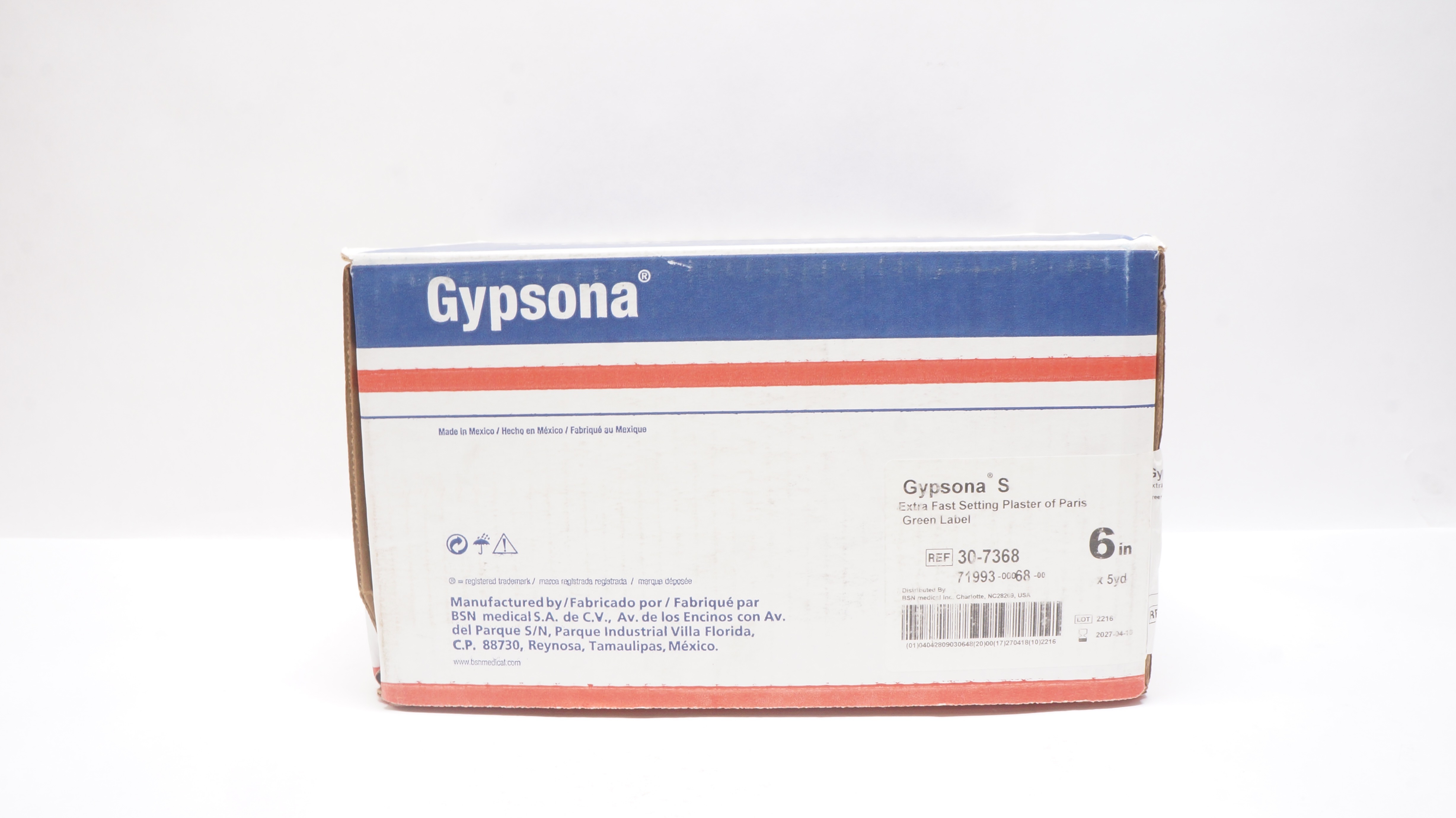 BSN 30-7368 Gypsona S Extra Fast Setting Plaster of Paris 6in. x 5yd - Box of 12