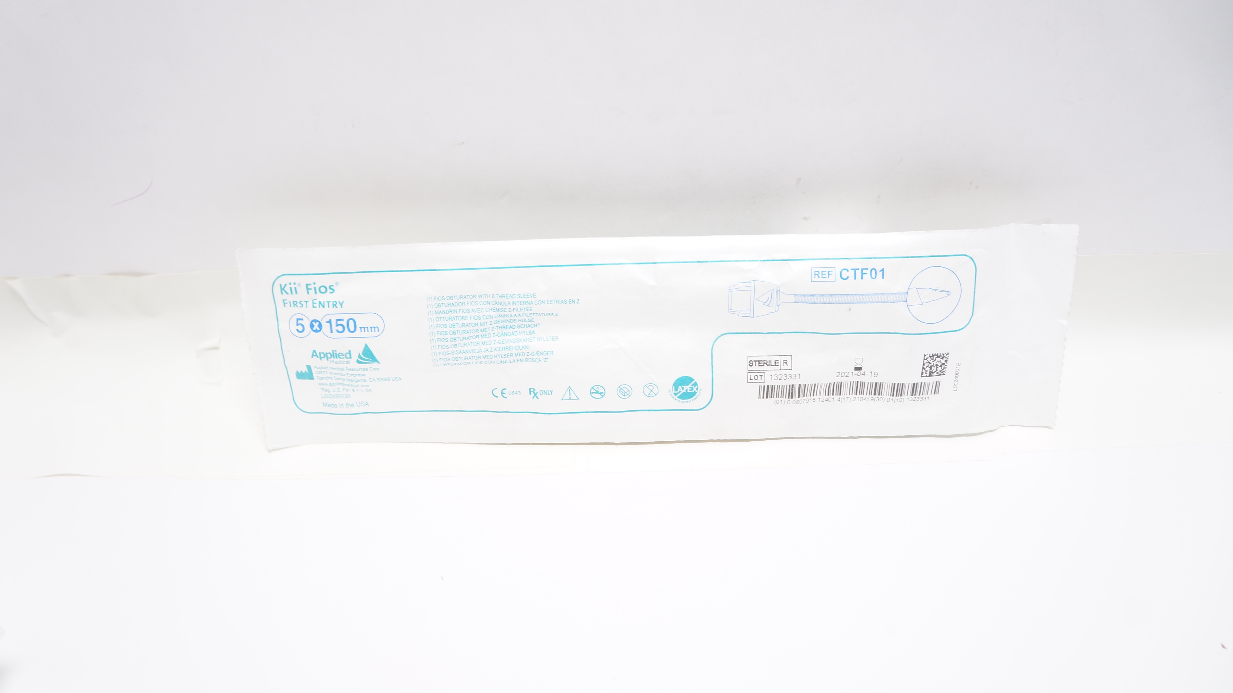Applied Medical CTF01 Fios Obturator with Z-thread Sleeve 5mm x 150mm (x)