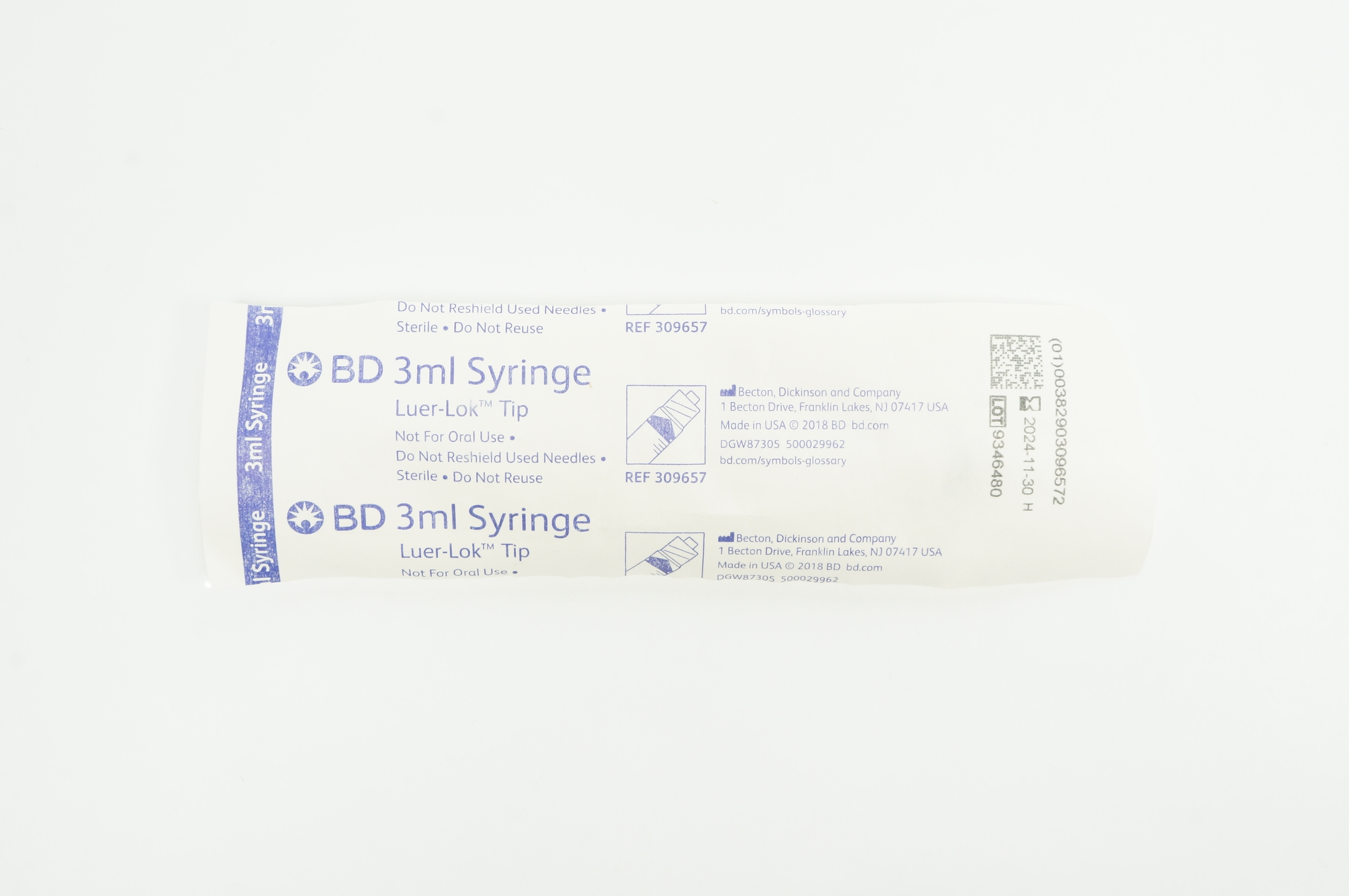 BD 309657 Luer-Lok Tip Syringe 3ml
