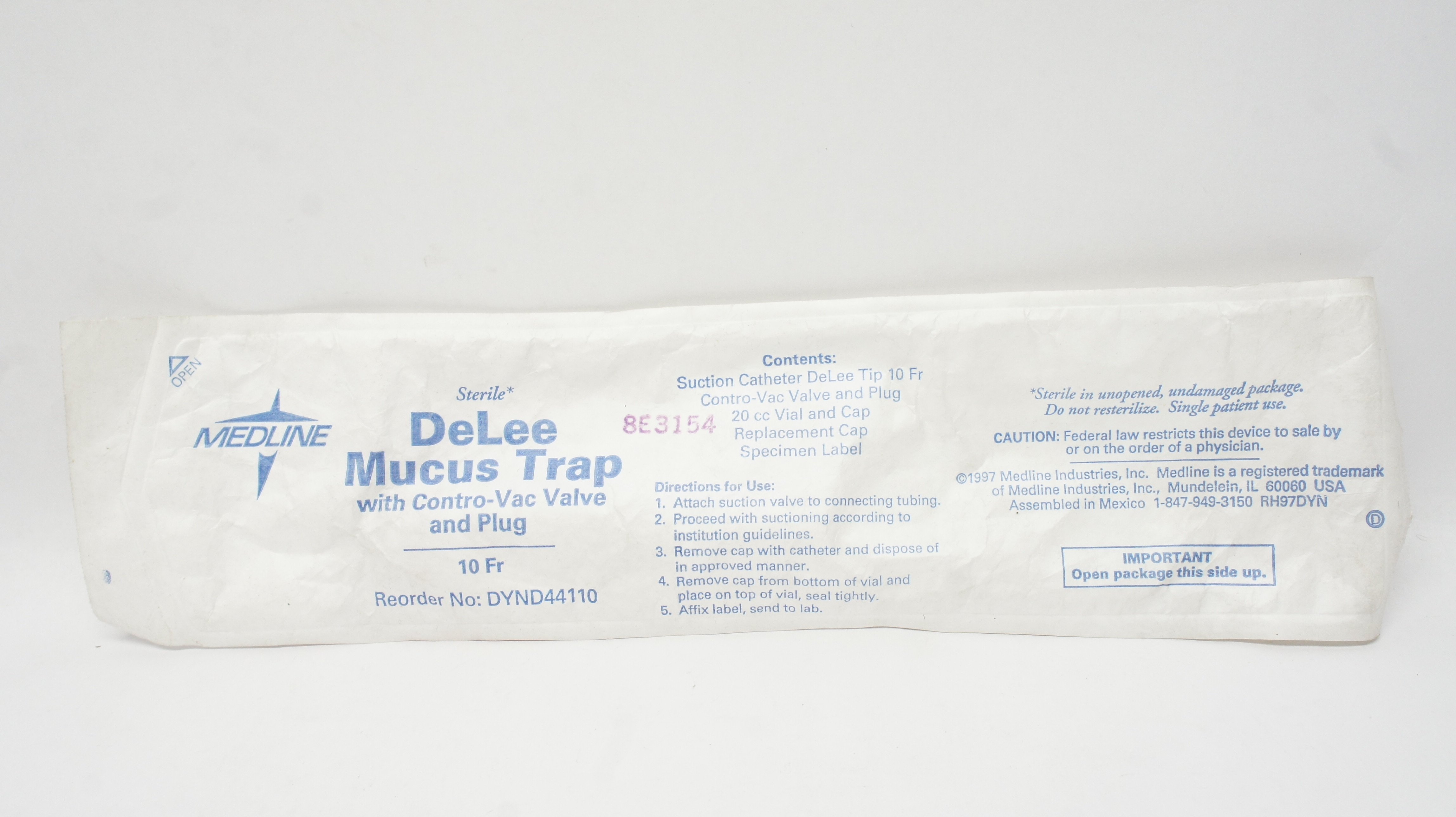 Medline DYND44110 DeLee Mucus Trap With Contro-Vac Valve Plug