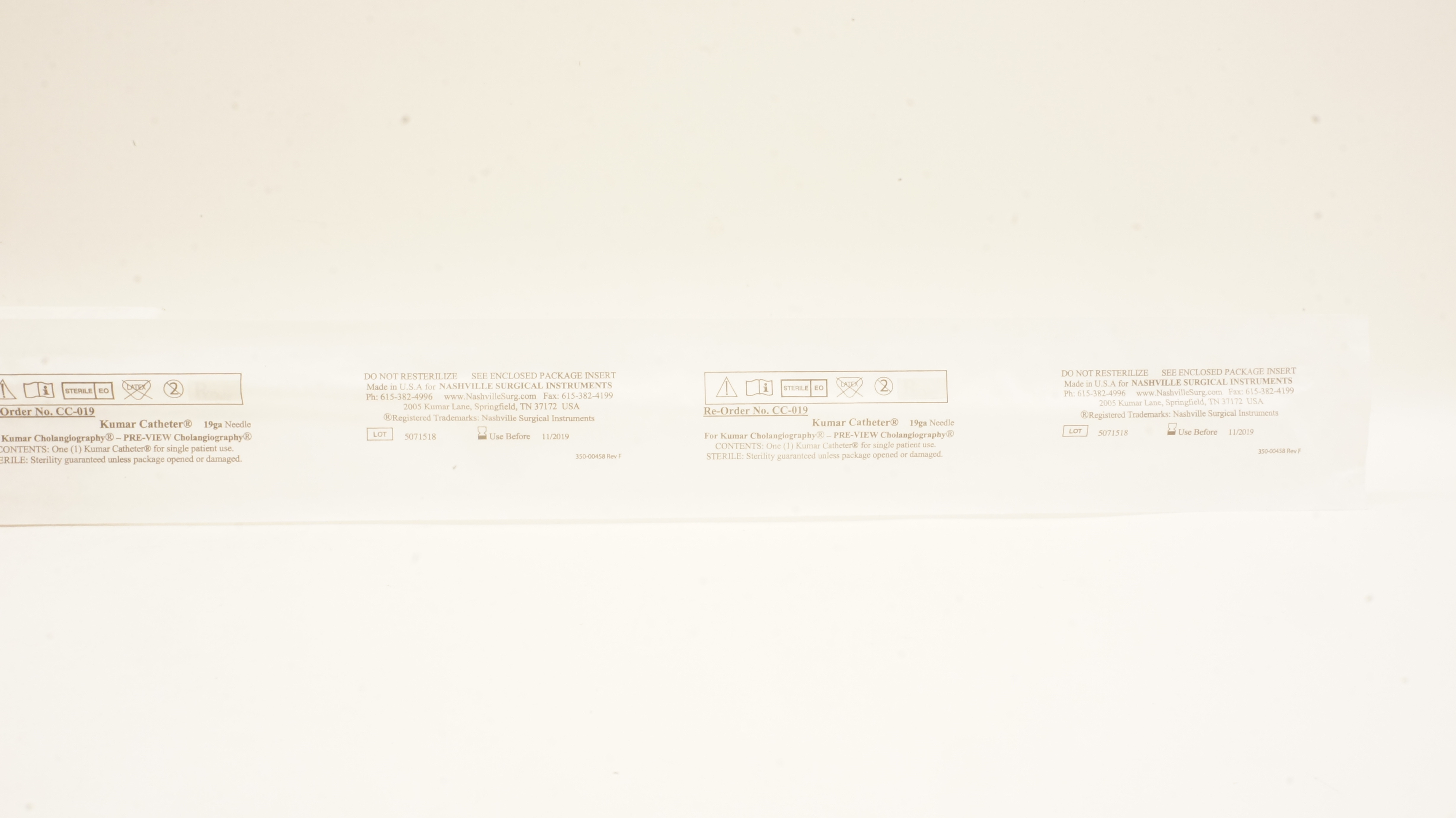 Nashville Surgical Instruments CC-019 Kumar Cath. 19ga Ndle (x)