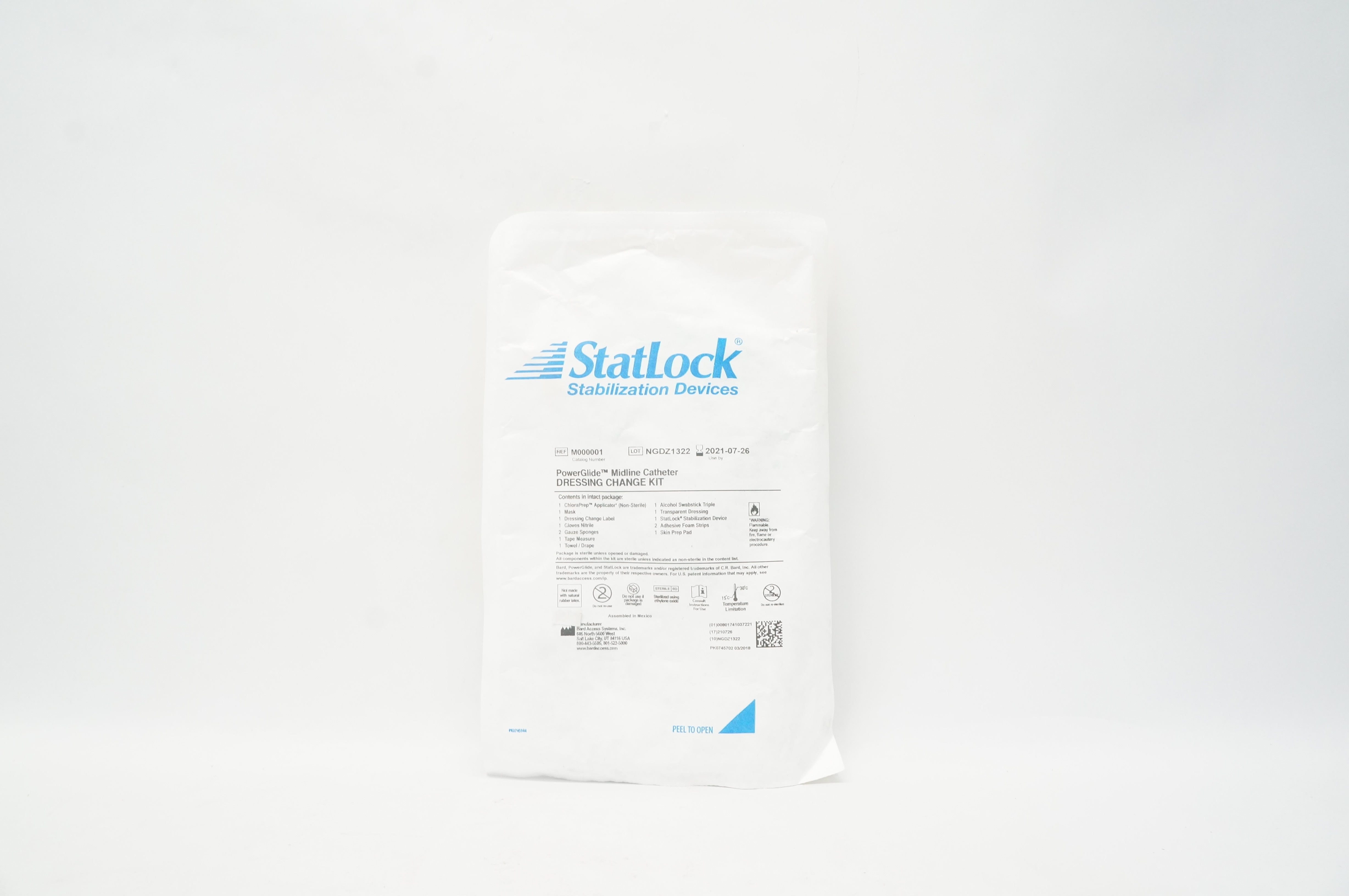 Bard M000001 StatLock PowerGlide Midline Cath. Dressing Change Kit (x)