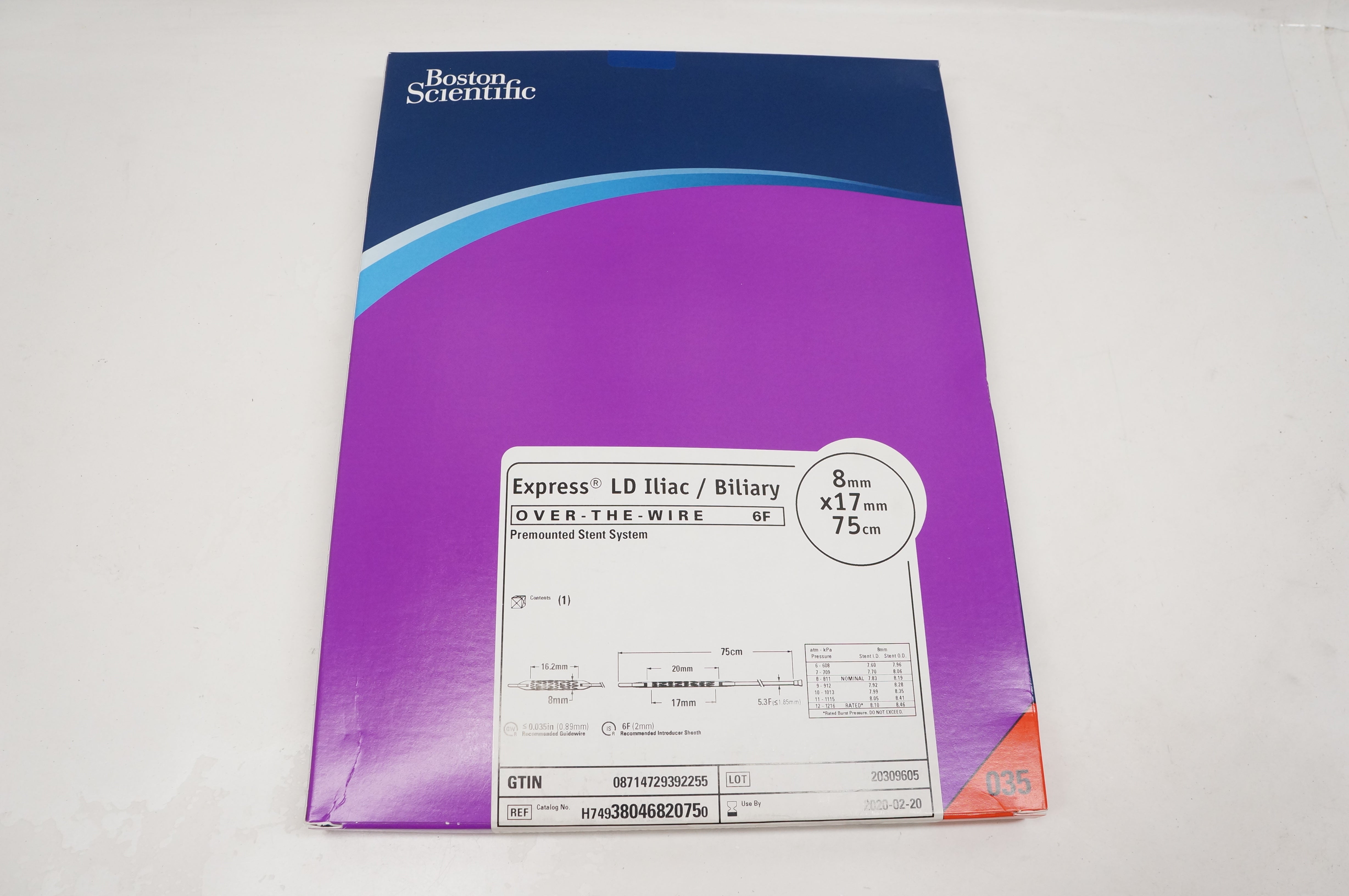 Boston Scientific 3804682075 Express LD Iliac/Biliary 6F, 8mm x 17mm x 75cm (x)