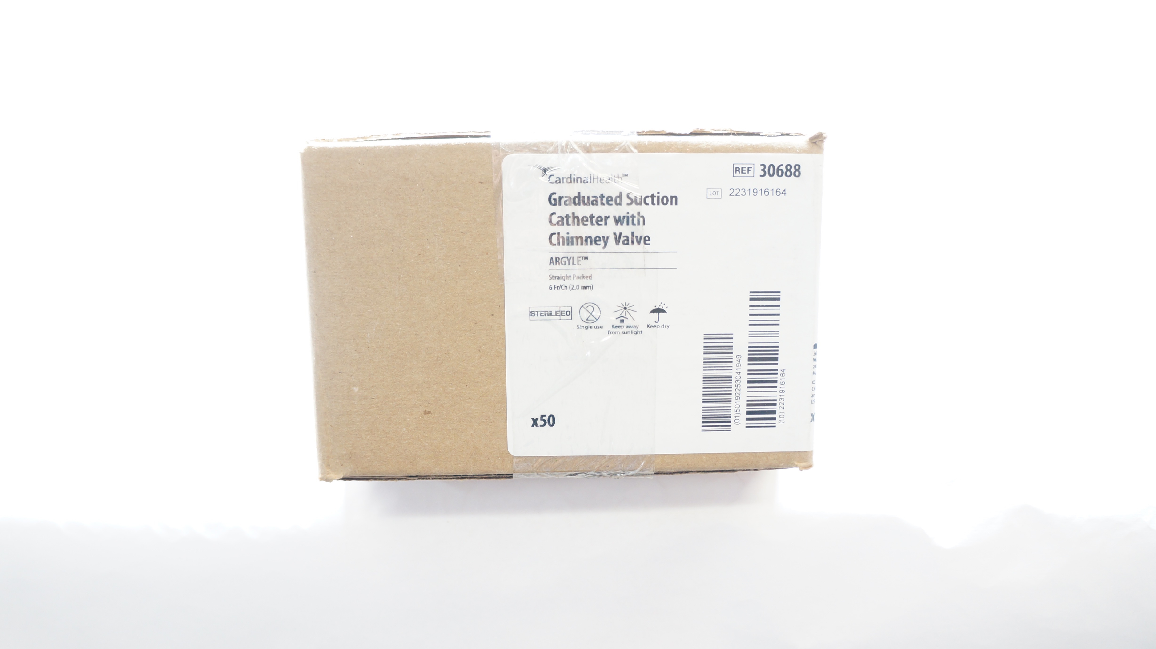 Cardinal Health 30688 Argyle Graduated Suction Cath. w/Valve 6Fr/Ch - Case of 50