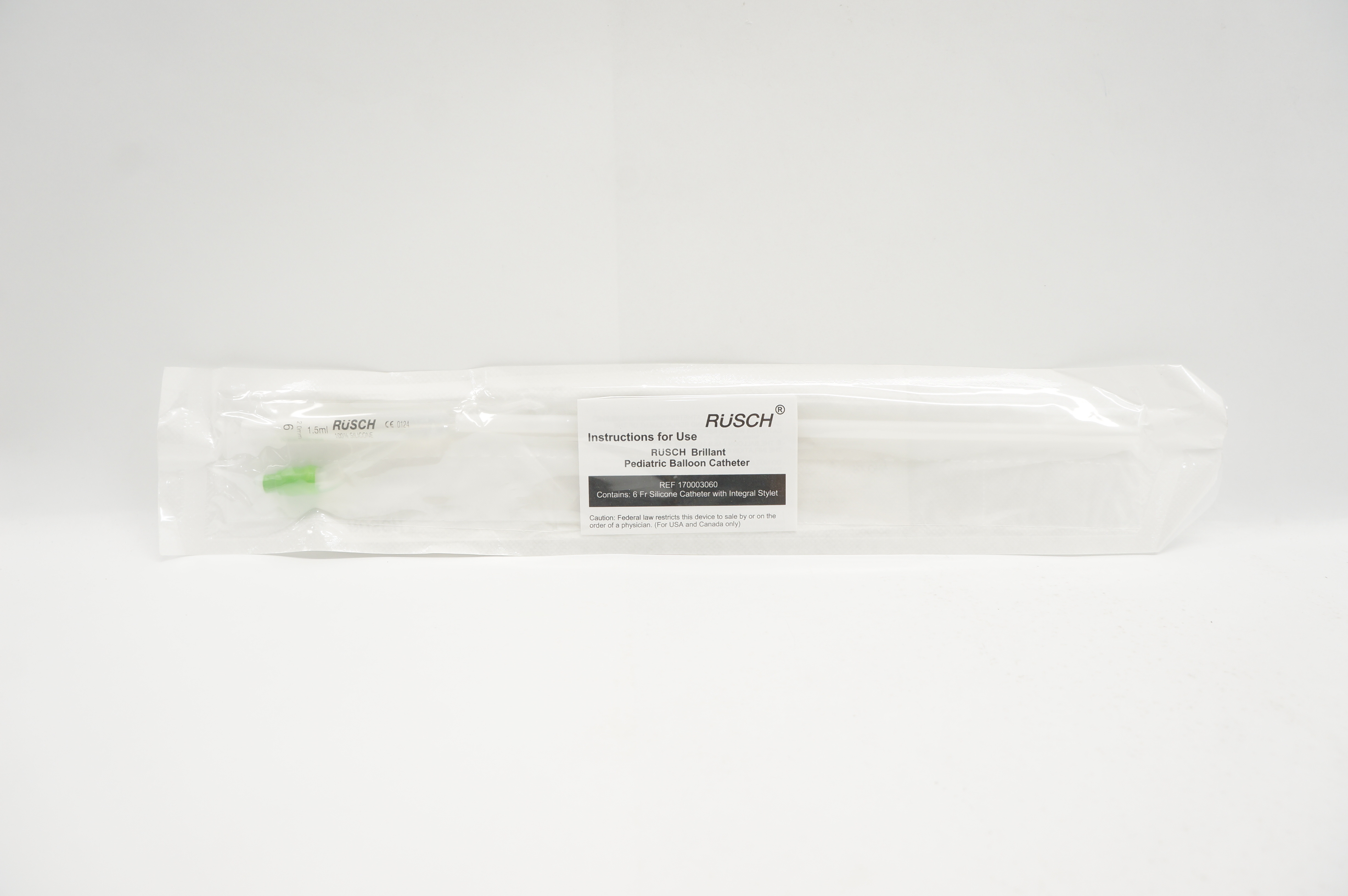Teleflex 170003060 RUSCH Pediatric Foley Cath. 6Fr x 2.0mm O.D. x 1.5ml