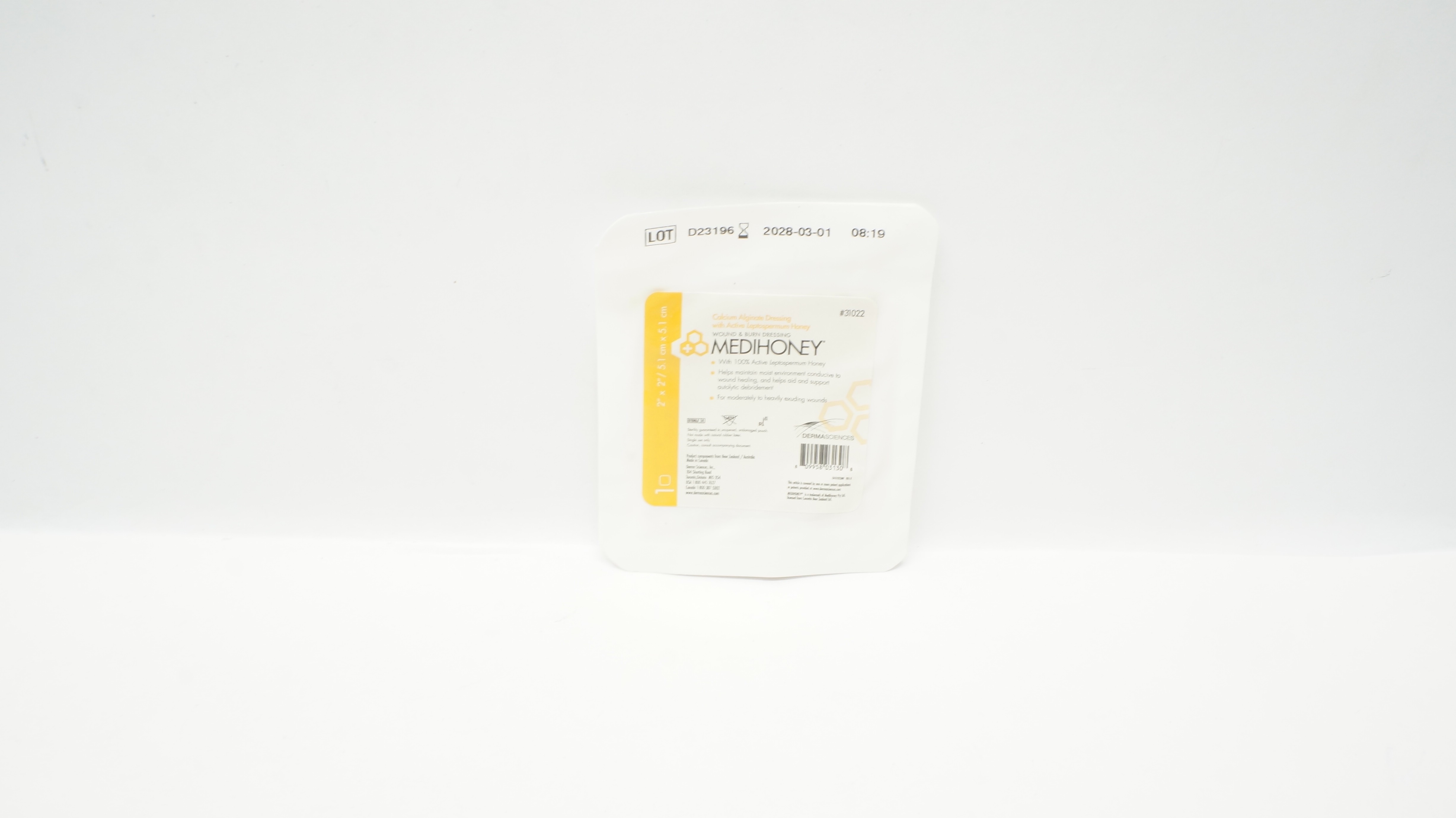 DermaSciences 31022 Medihoney Wound & Burn Dressing 2inch x 2inch