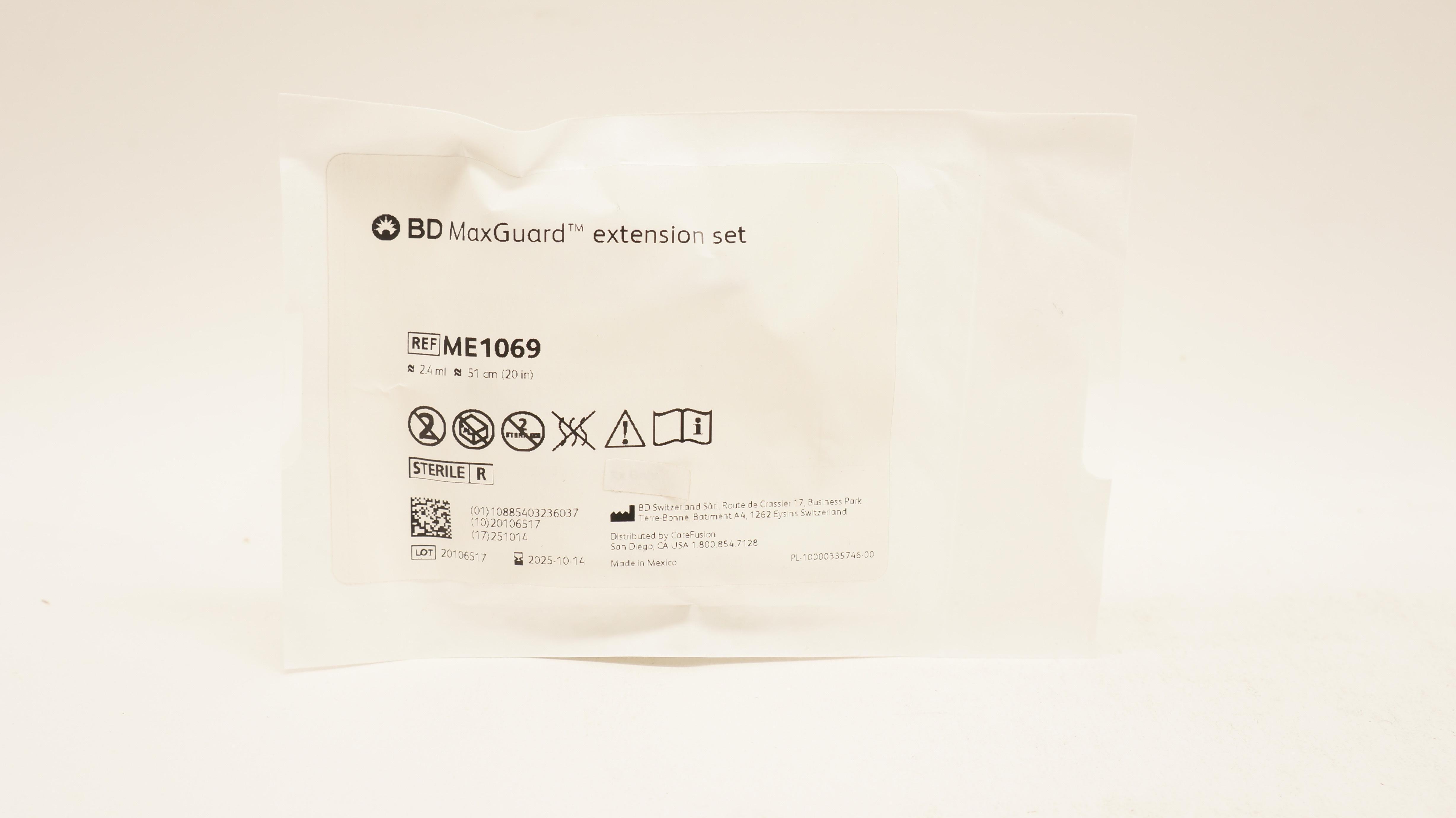 BD ME1069 MaxGuard Extension Set 2.4ml x 20inch
