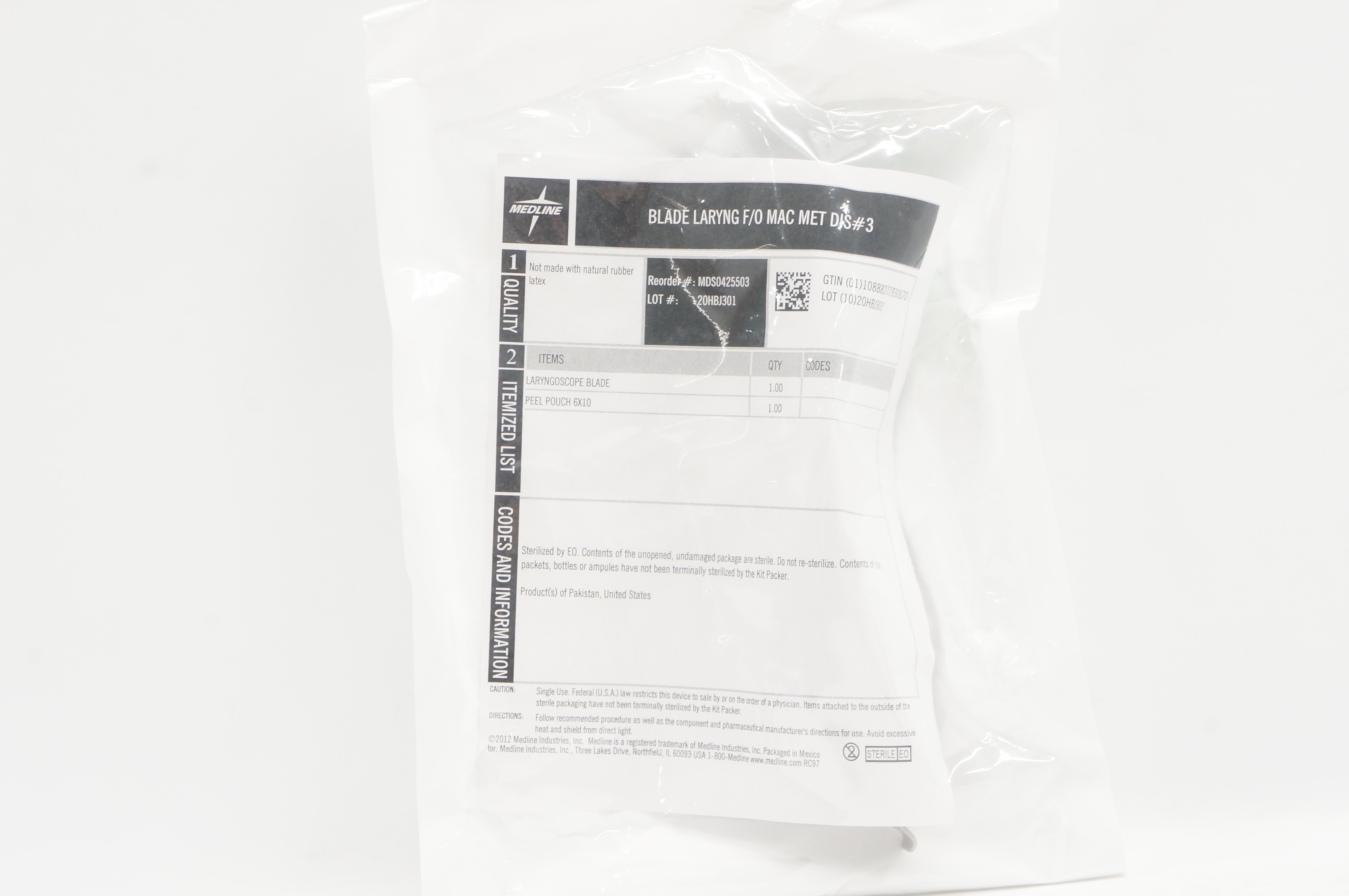 Medline MDS0425503 Blade Laryng F/O Mac Met Dis #3