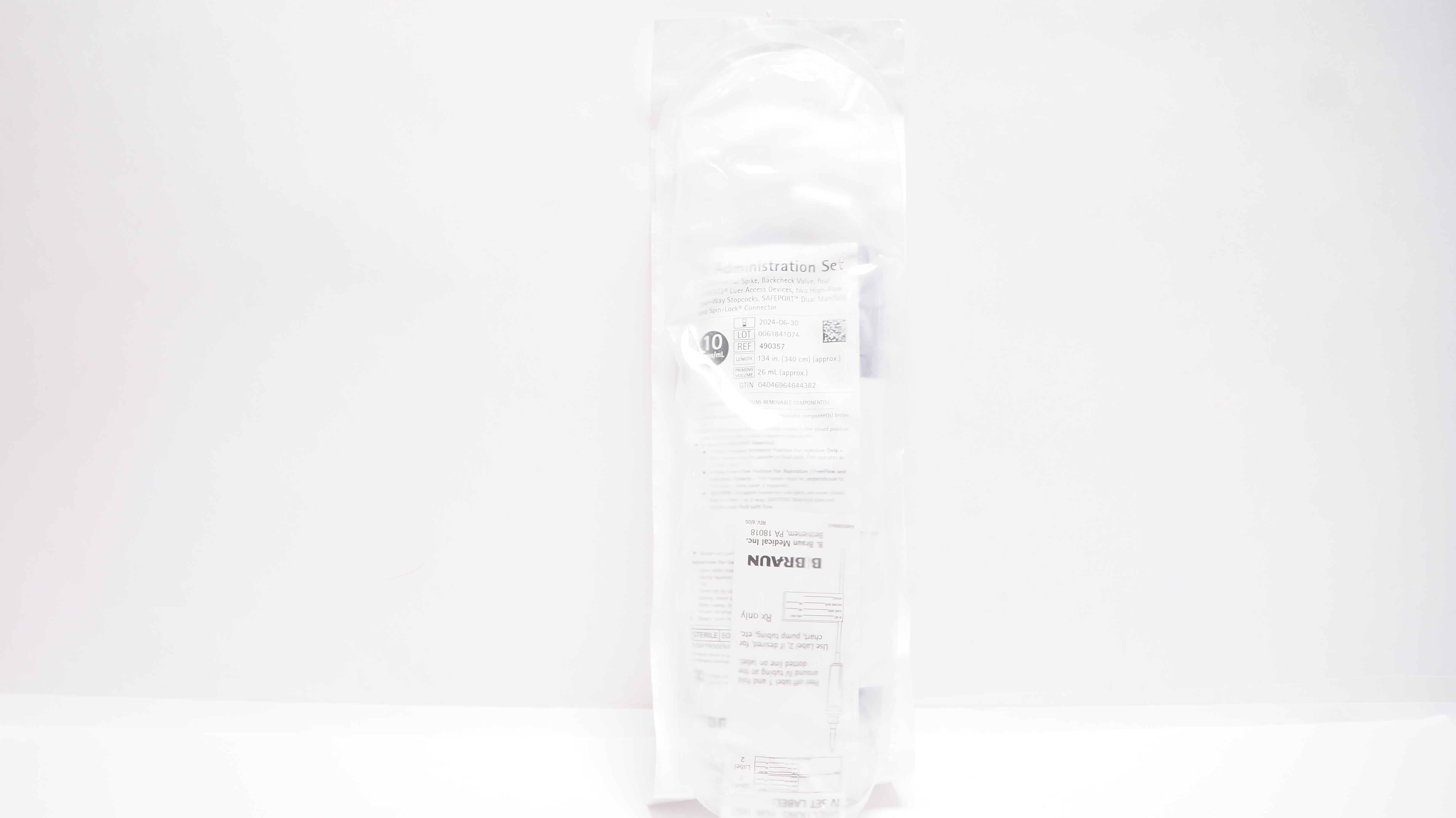 Braun 490357 IV Administration Set, 10 Drops/mL, Approx. 26mL x 134inch (x)