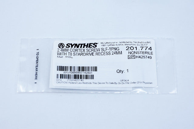 Synthes 201.774 2.4mm Cortex Screw Self-Tapping With T8 Stardrive Recess 24mm