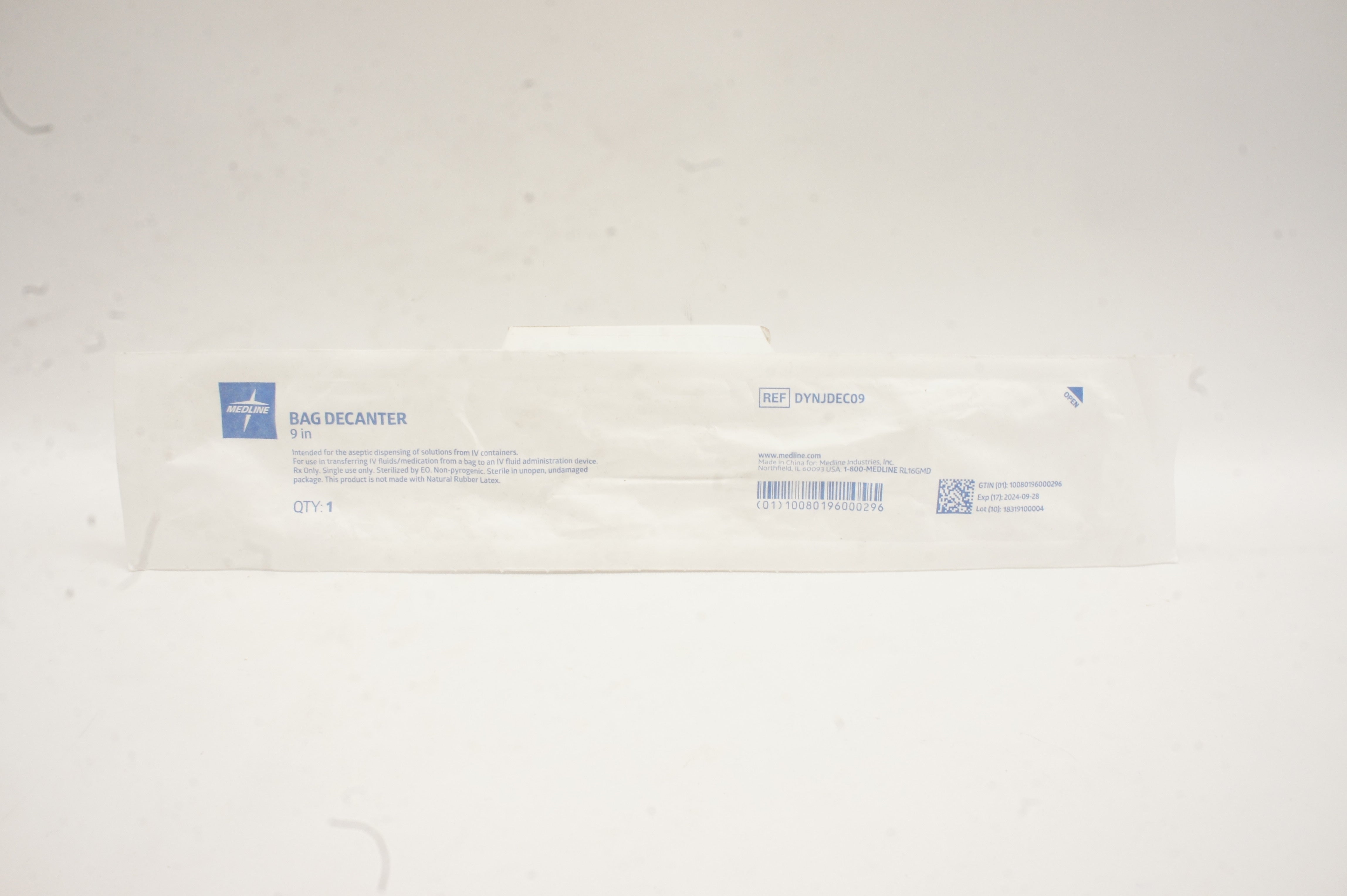 Medline DYNJDEC09 Bag Decanter 9inch
