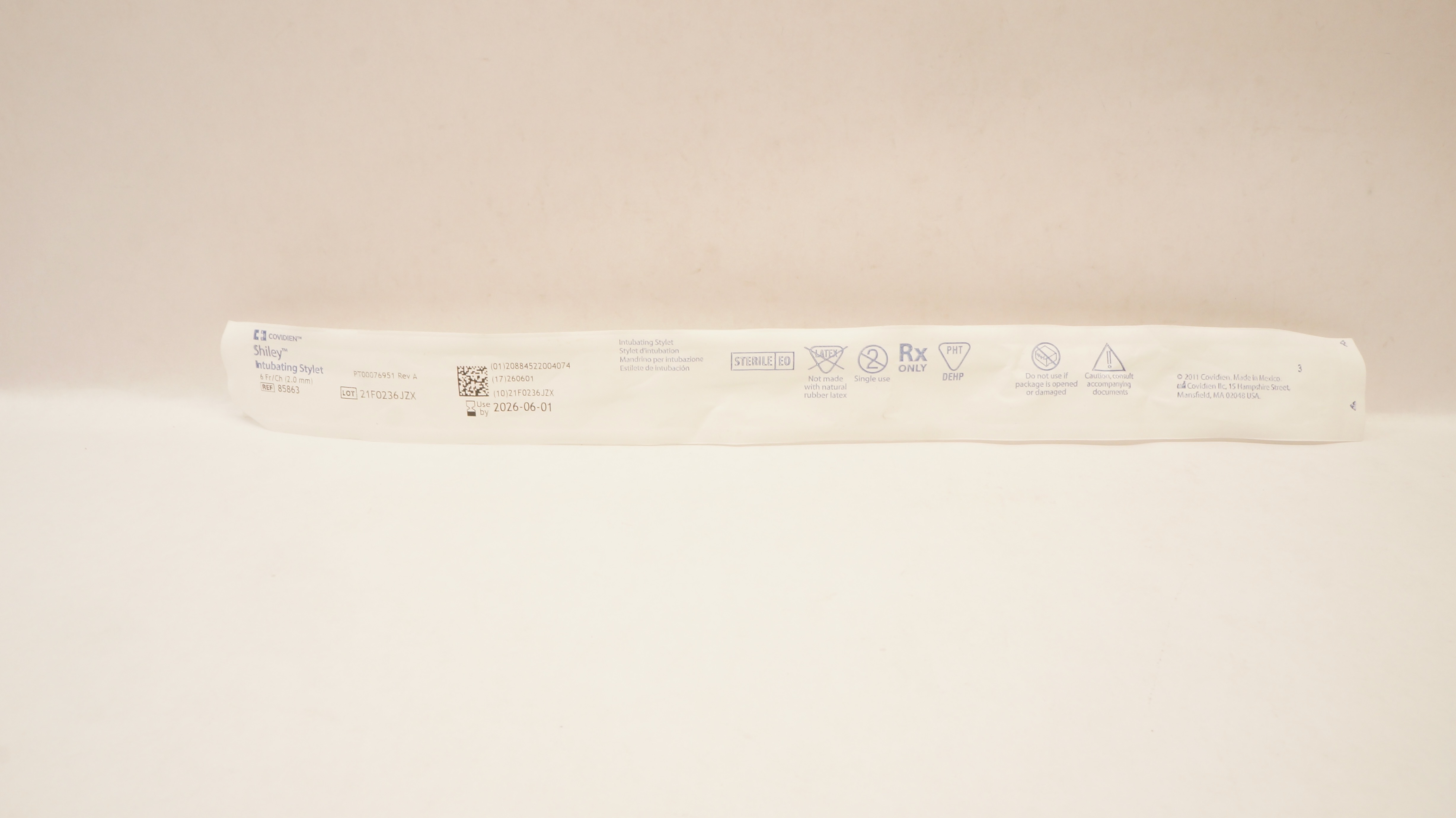 Covidien 85863 Shiley Intubating Stylet 6Fr/Ch