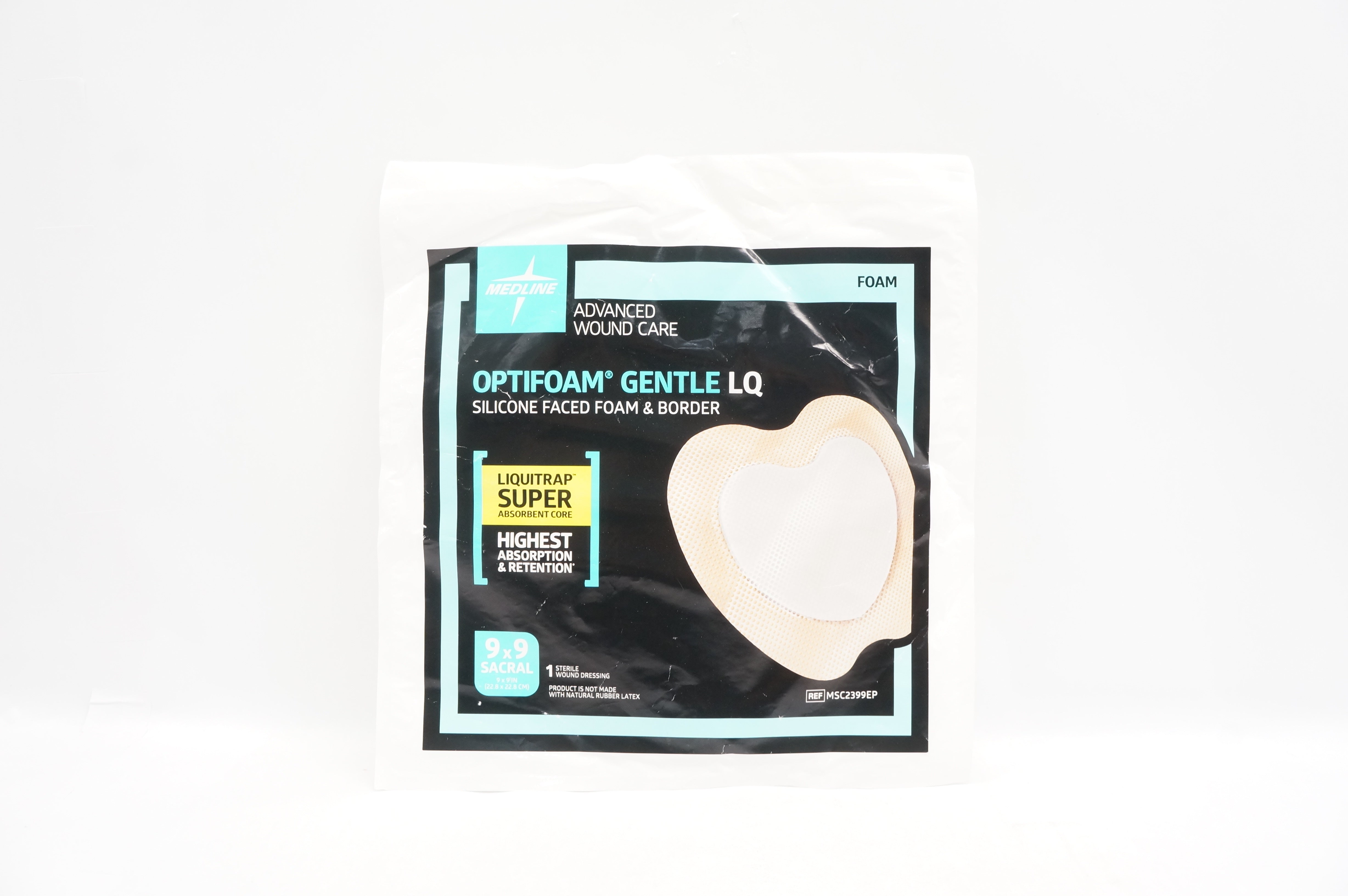 Medline MSC2399EP Optifoam Gentle LQ Silicone Faced Foam&Border 9x9 inch (x)