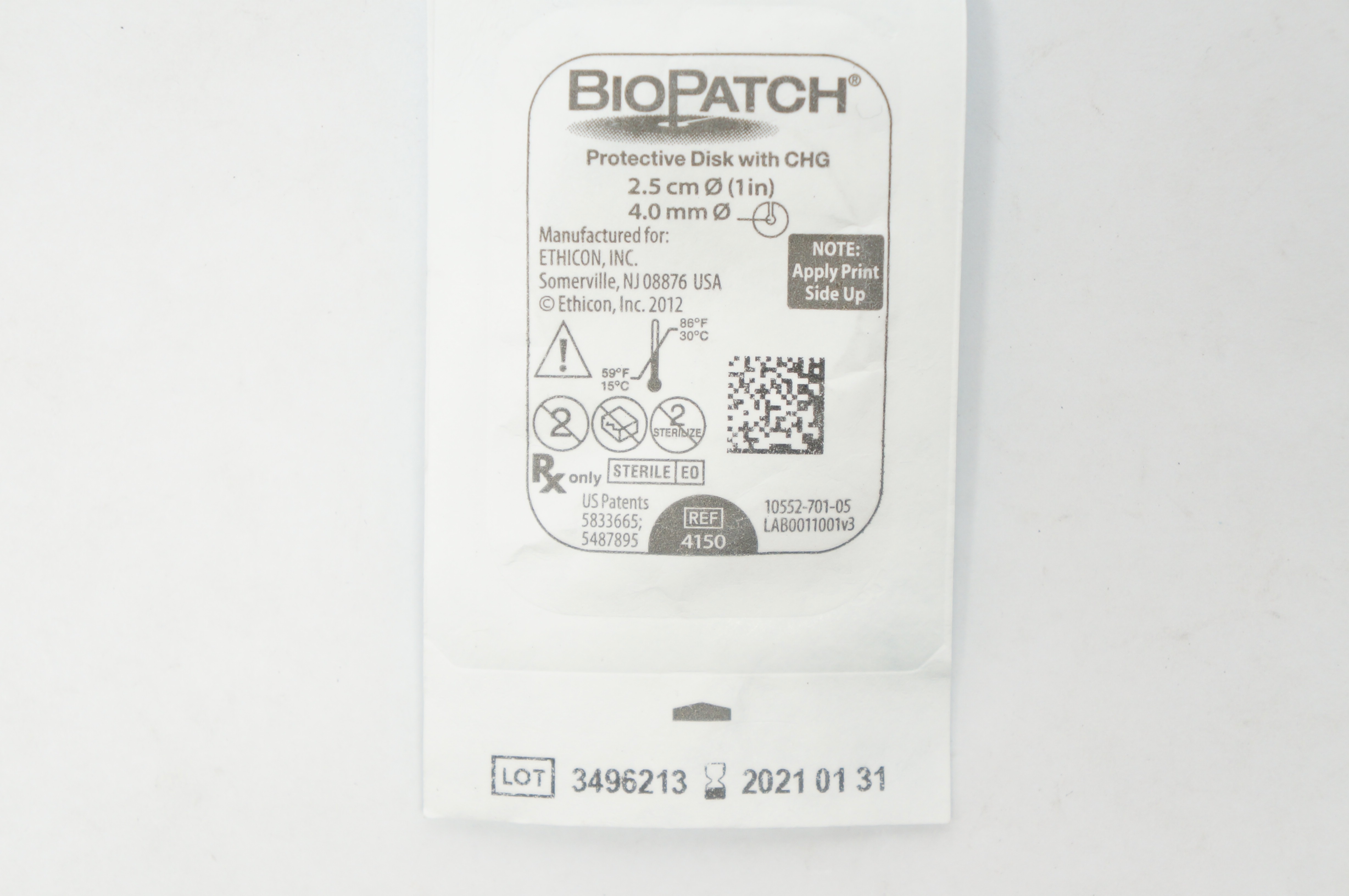 Ethicon 4150 BioPatch Protective Disk with CHG 1 inch x 4.0mm (x)