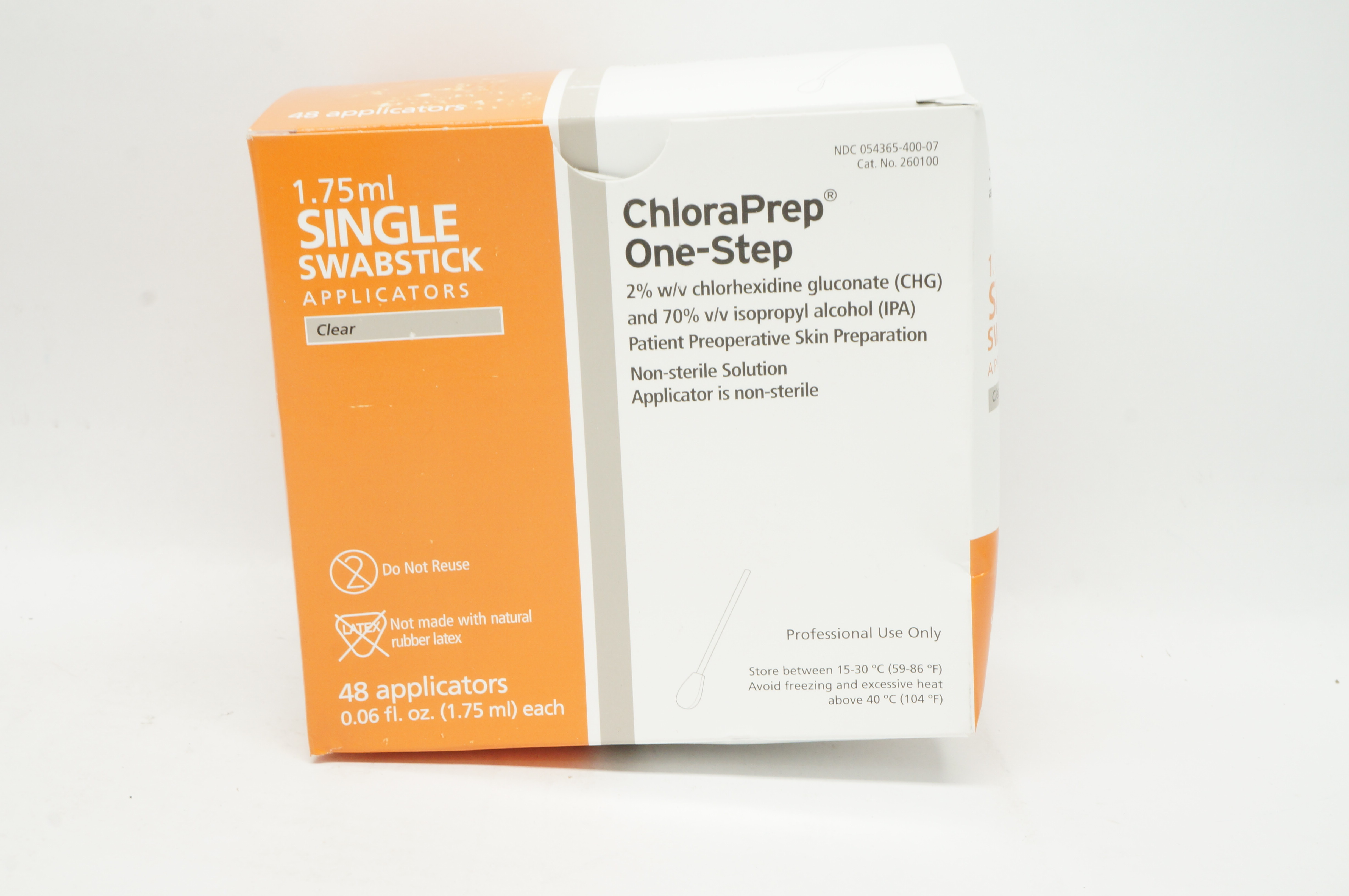 CareFusion 260100 ChloraPrep Single Swabstick 1.75 ml Applicator - Box of 48