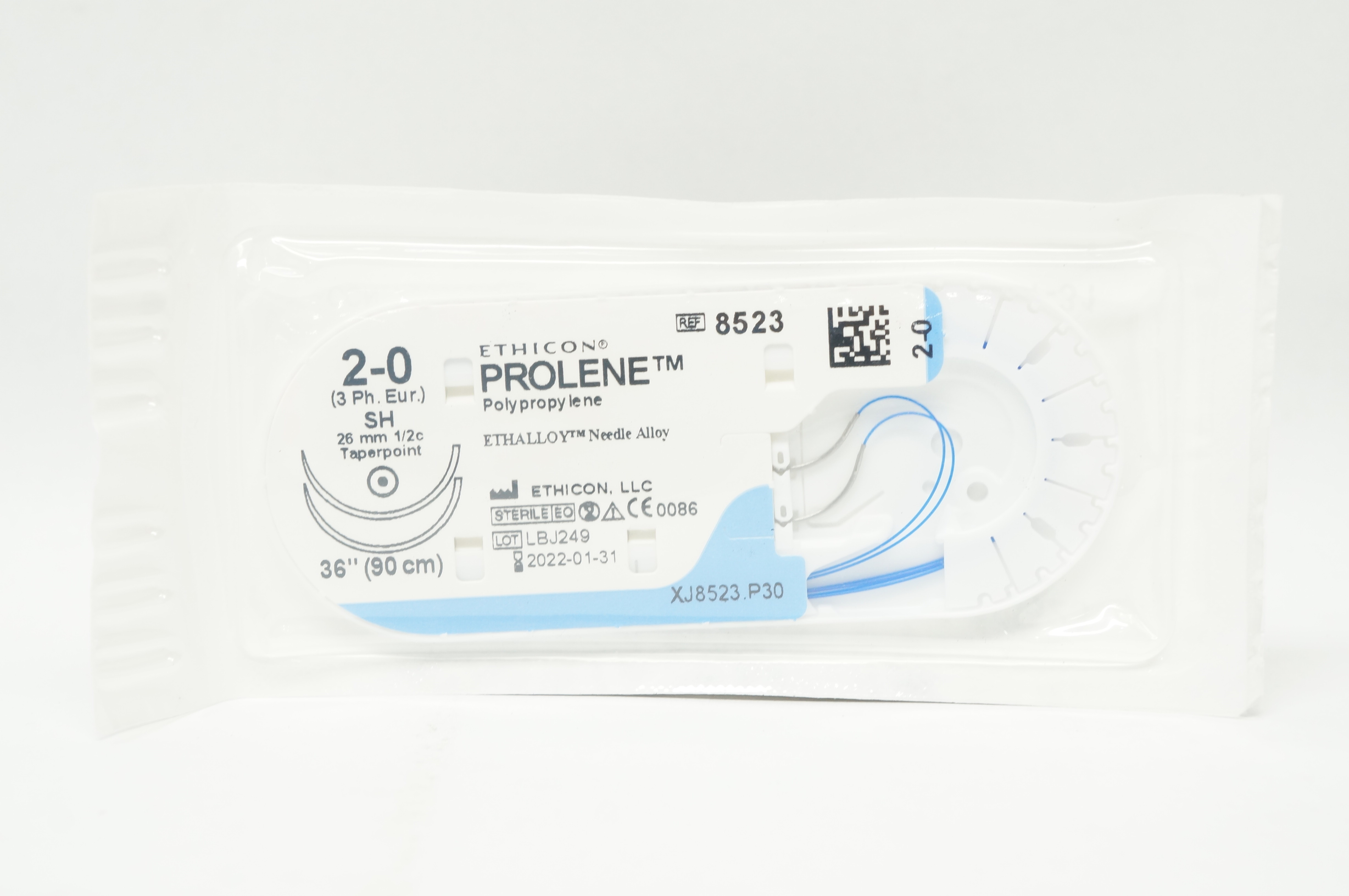Ethicon 8523 2-0 PROLENE, SH, 26mm 1/2c Taperpoint, 36inch