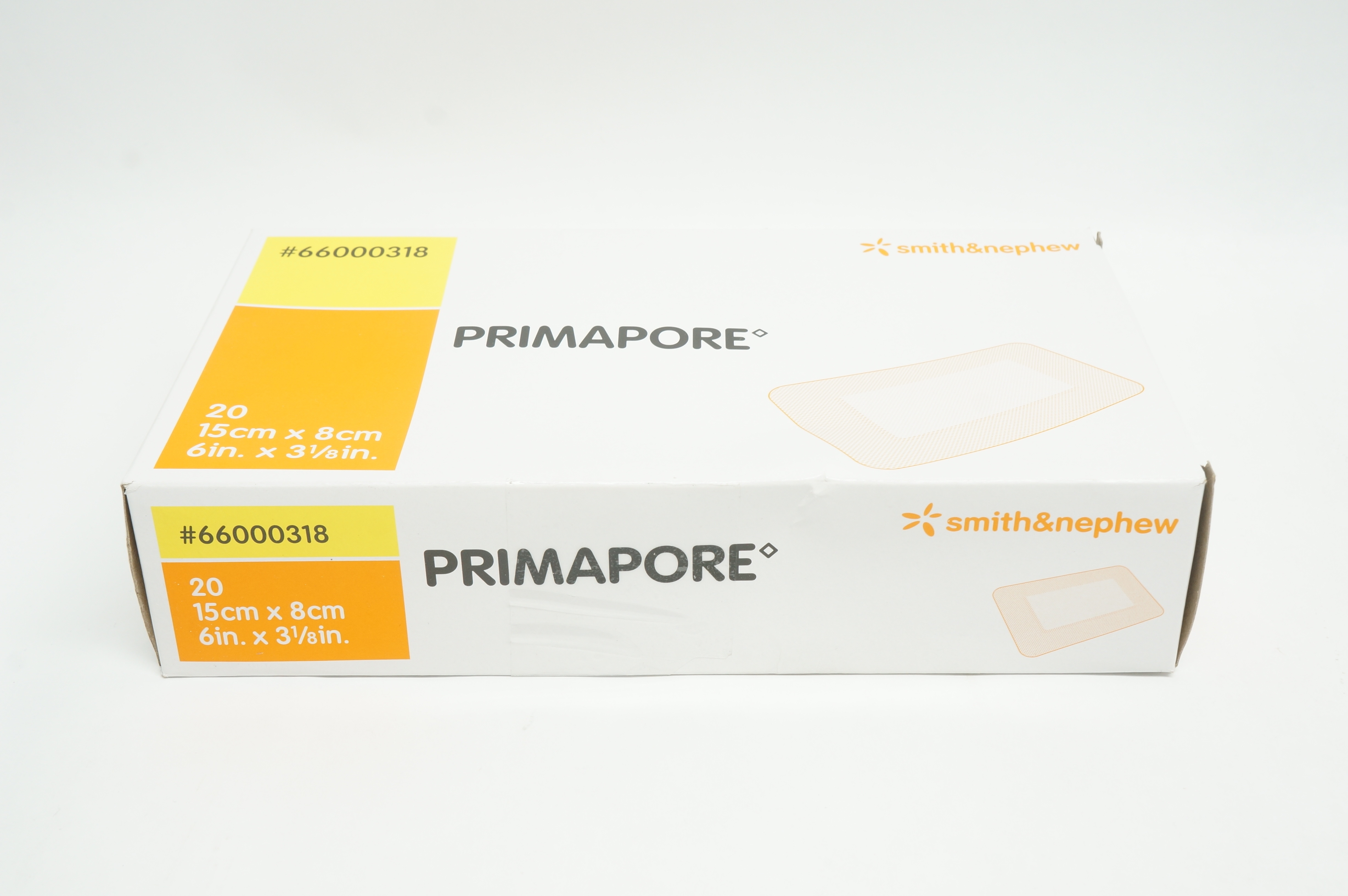 Smith&Nephew 66000318 PRIMAPORE Non-Woven Adhesive Wound 6in x 3-1/8in-Box of 20