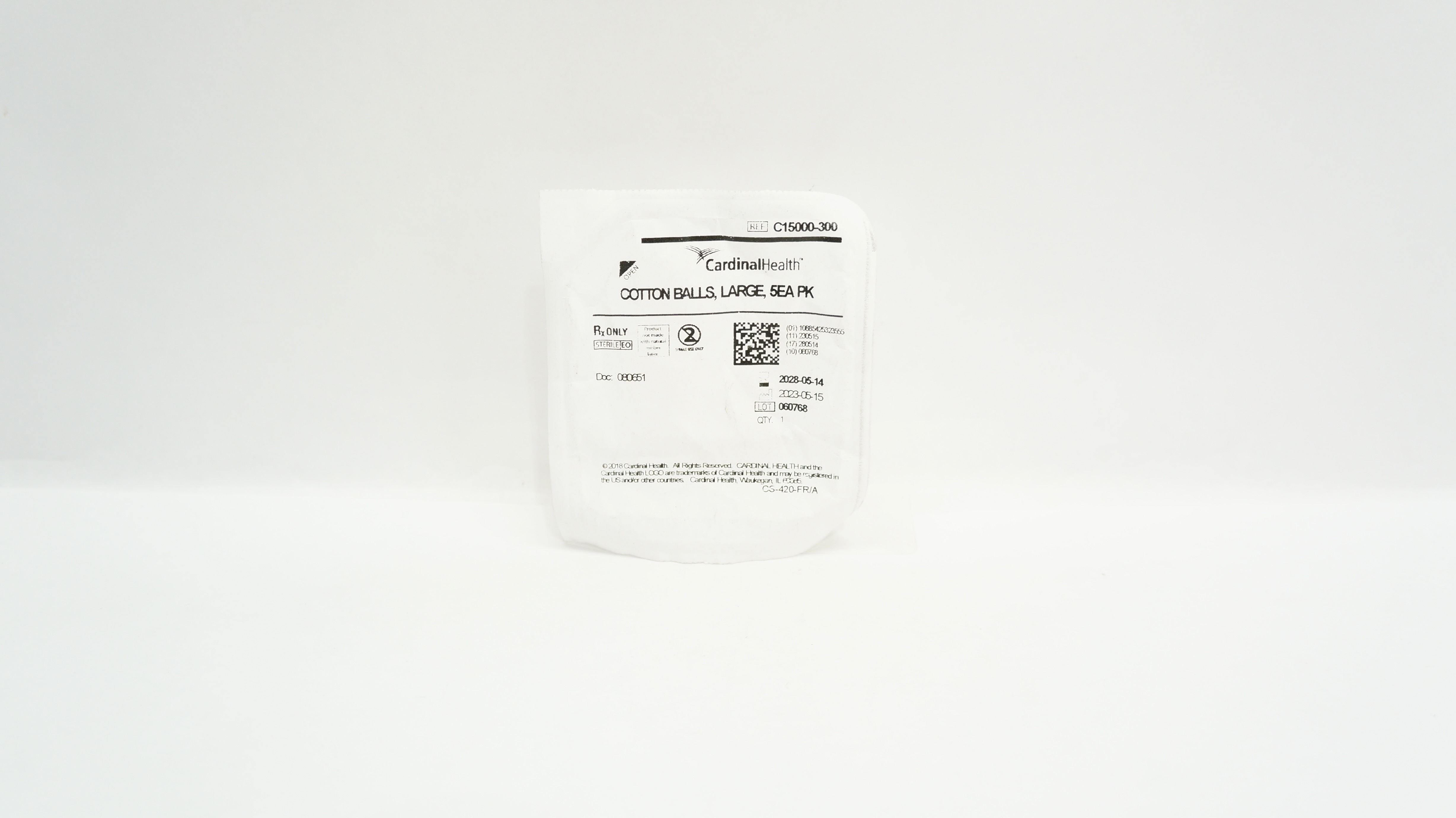 Cardinal Health C15000-300 Cotton Balls, Large - Pack of 5