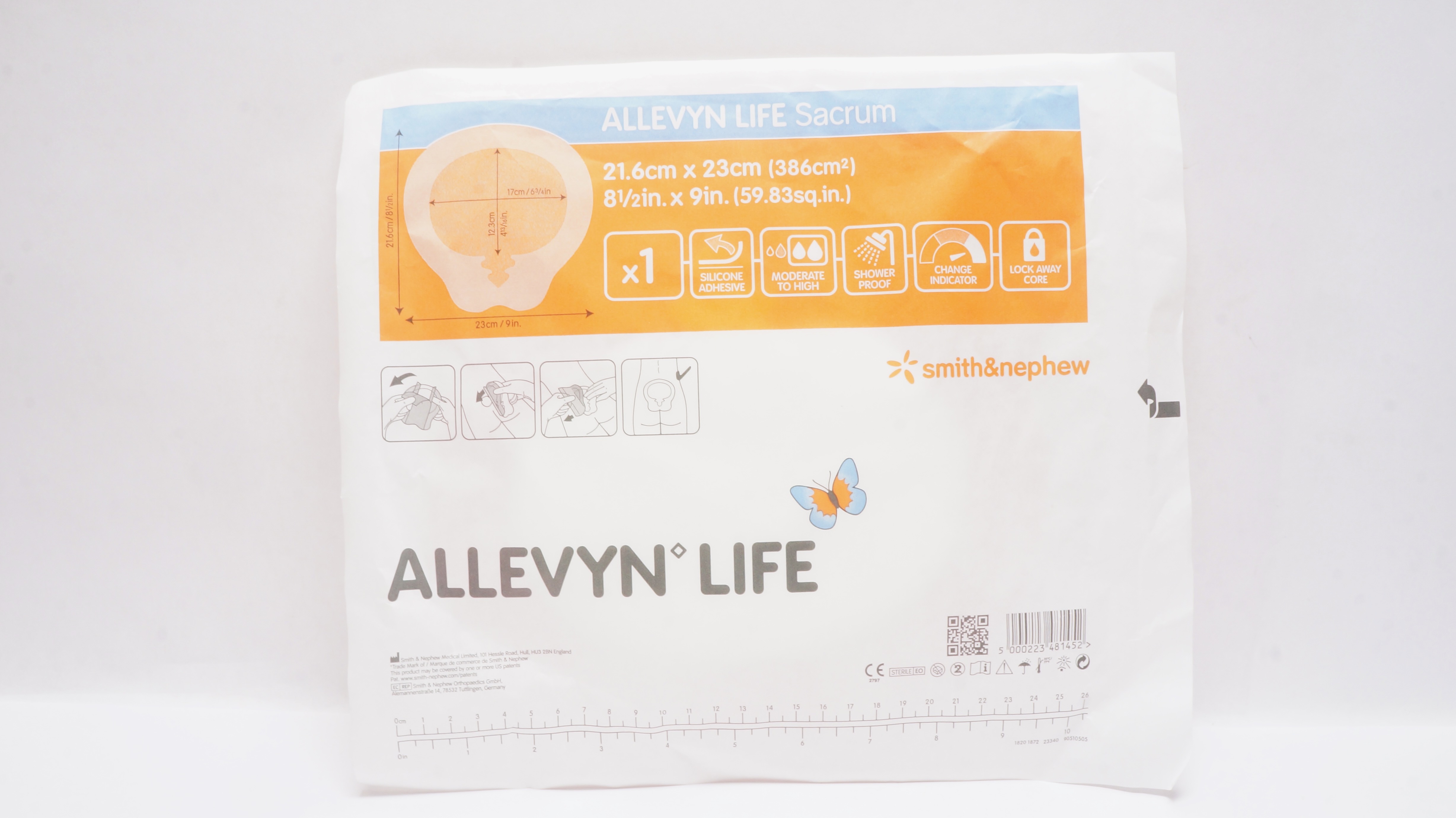 Smith&Nephew 66801307 Allevyn Life Sacrum Dressing 8-1/2inch x 9inch
