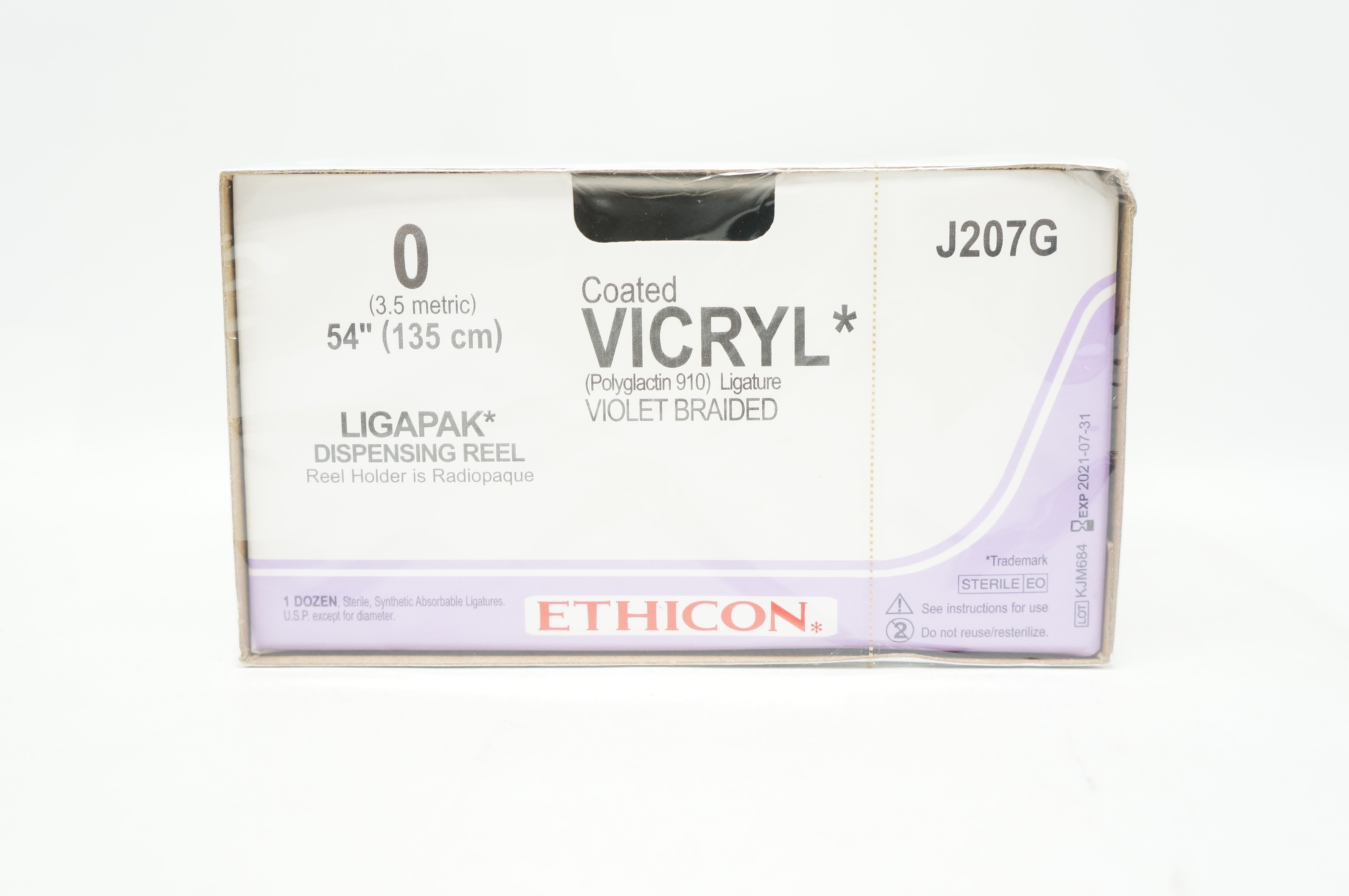 Ethicon J207G, 0 VICRYL LIGAPAK Dispensing Reel, 54inch (x) - Box of 12