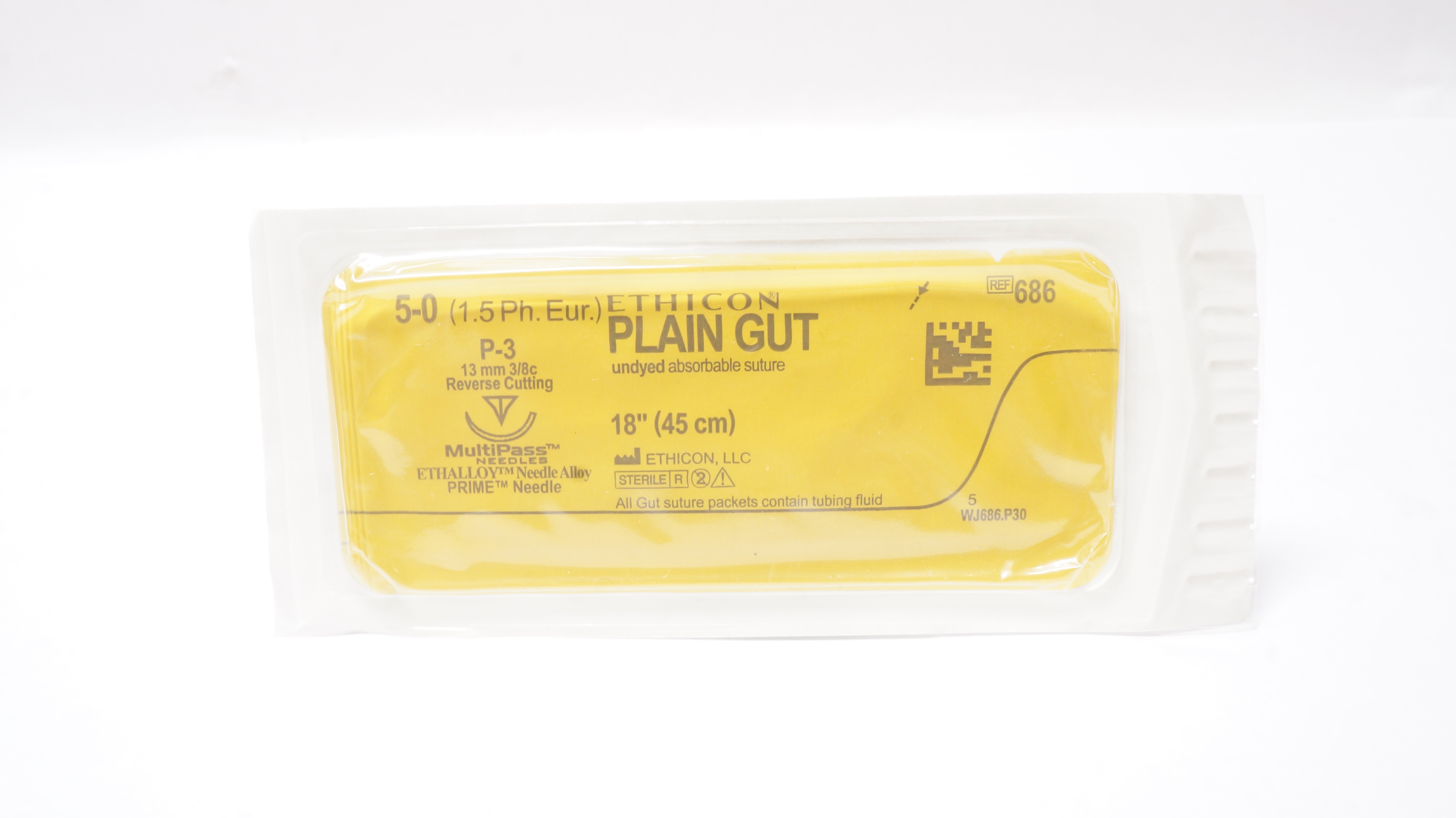 Ethicon 686 5-0 Plain Gut P-3 13mm 3/8c  Absorbable Surgical Stre18inch