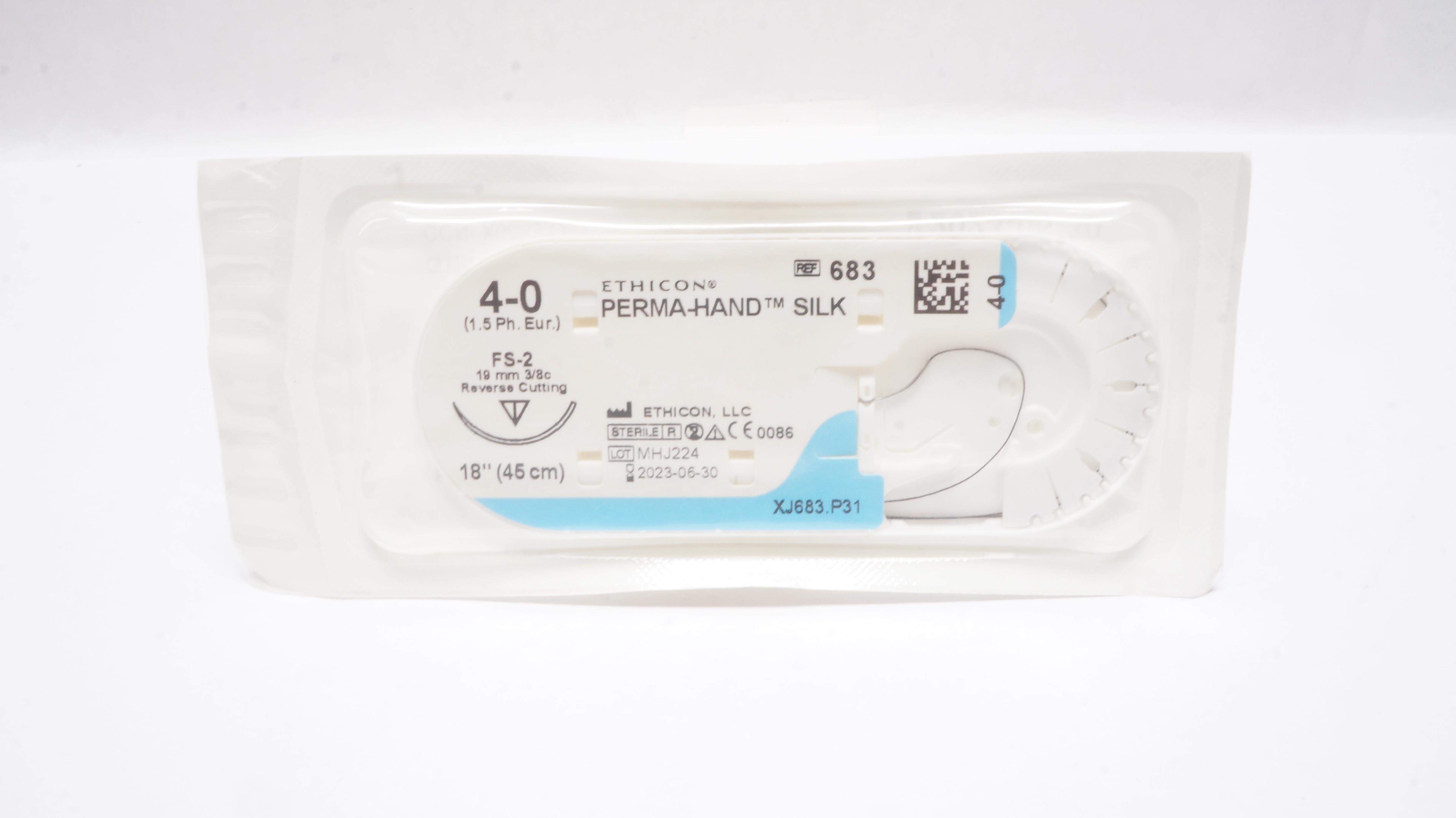 Ethicon 683 4-0 Perma-Hand Silk Stre FS-2 19mm 3/8c Reverse Cutting 18inch
