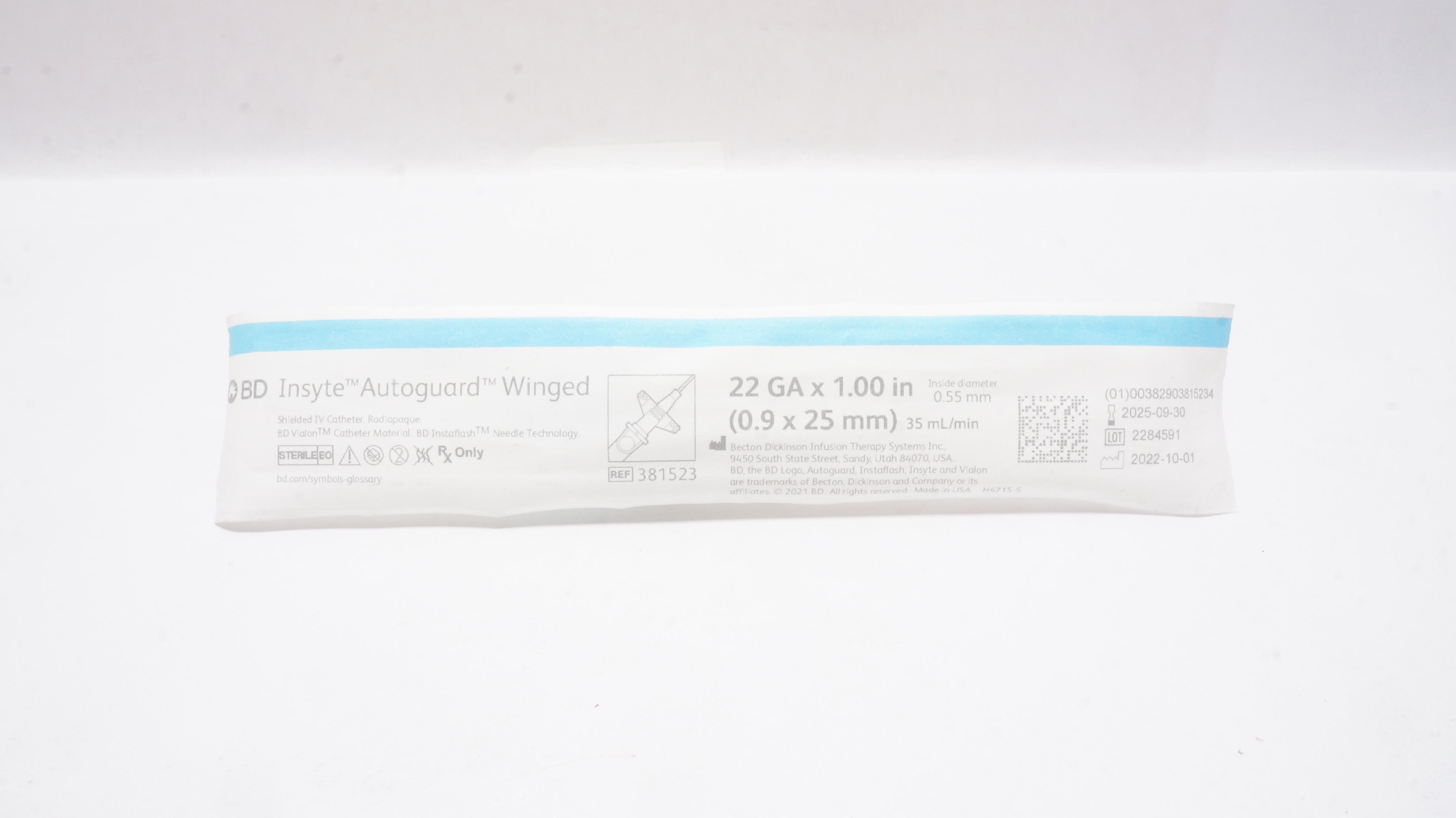BD 381523 Insyte Autoguard Winged 22Ga 1.00inch