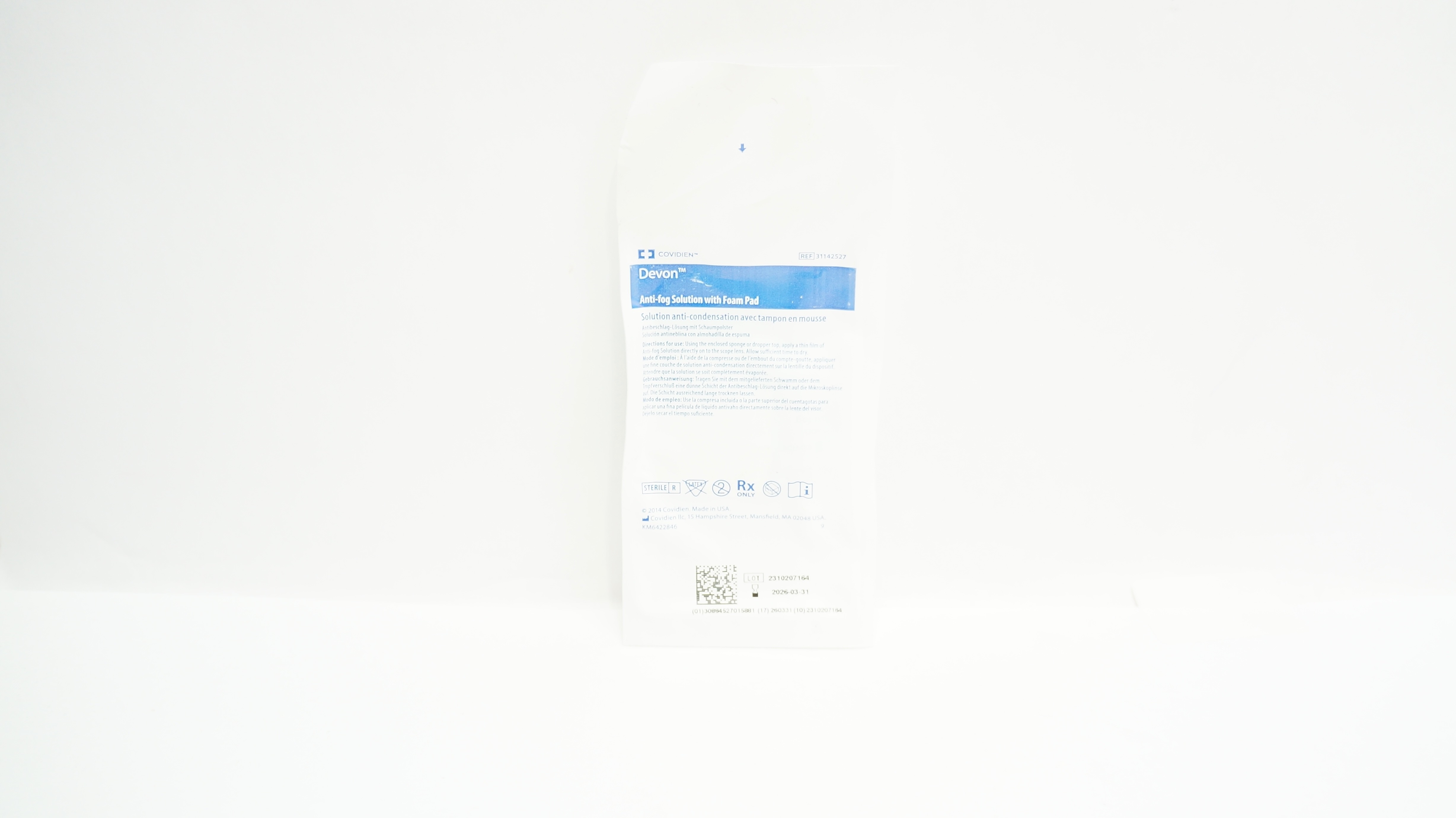 Covidien 31142527 Devon Anti-Fog Solution with Foam Pad