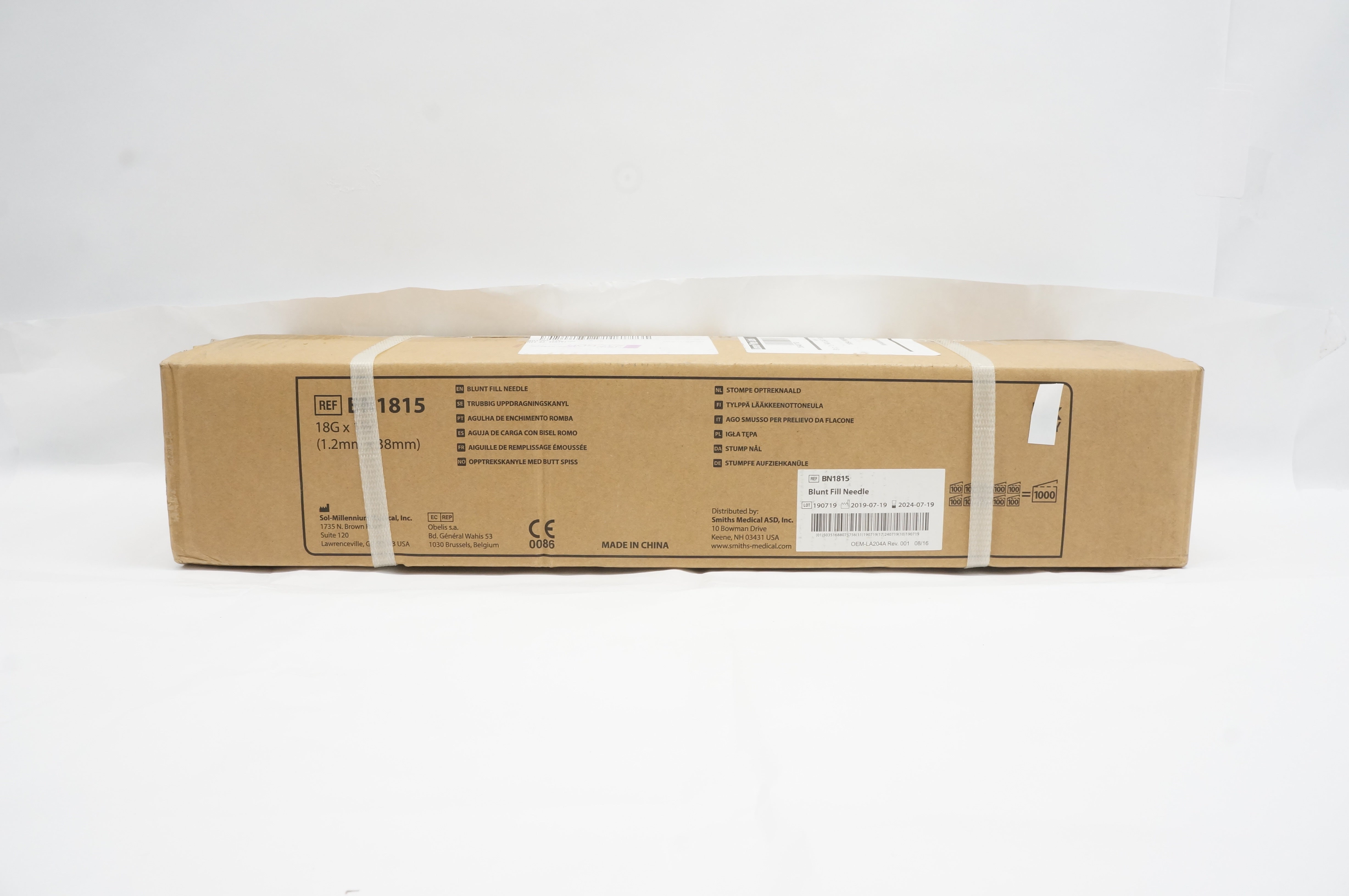 Smith Medical BN1815 Blunt Fill Needle 18Ga x 1 1/2inch - Case of 1000