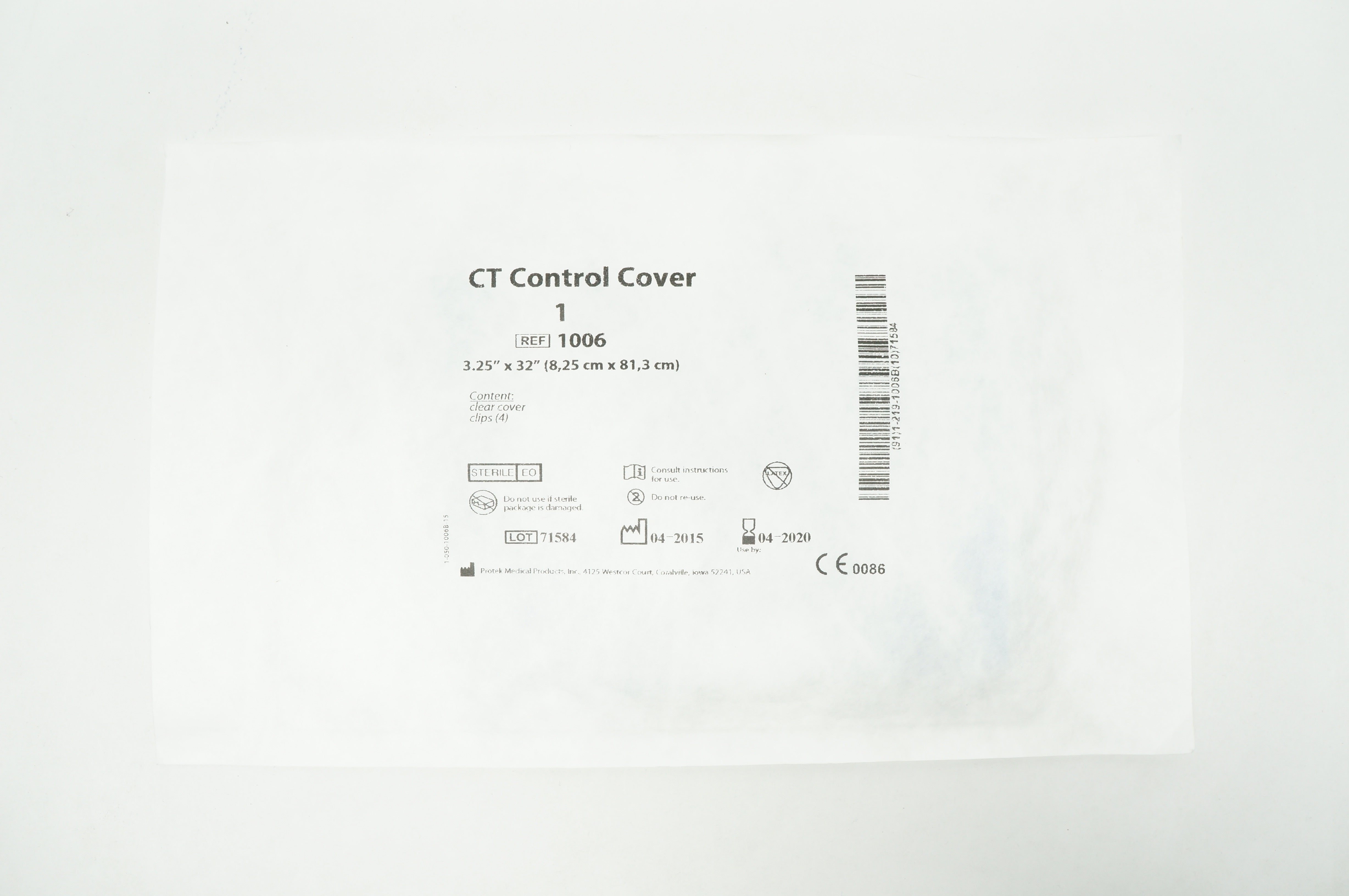 Protek Medical 1006 CT Control Cover 3.25 inch x 32 inch (x)