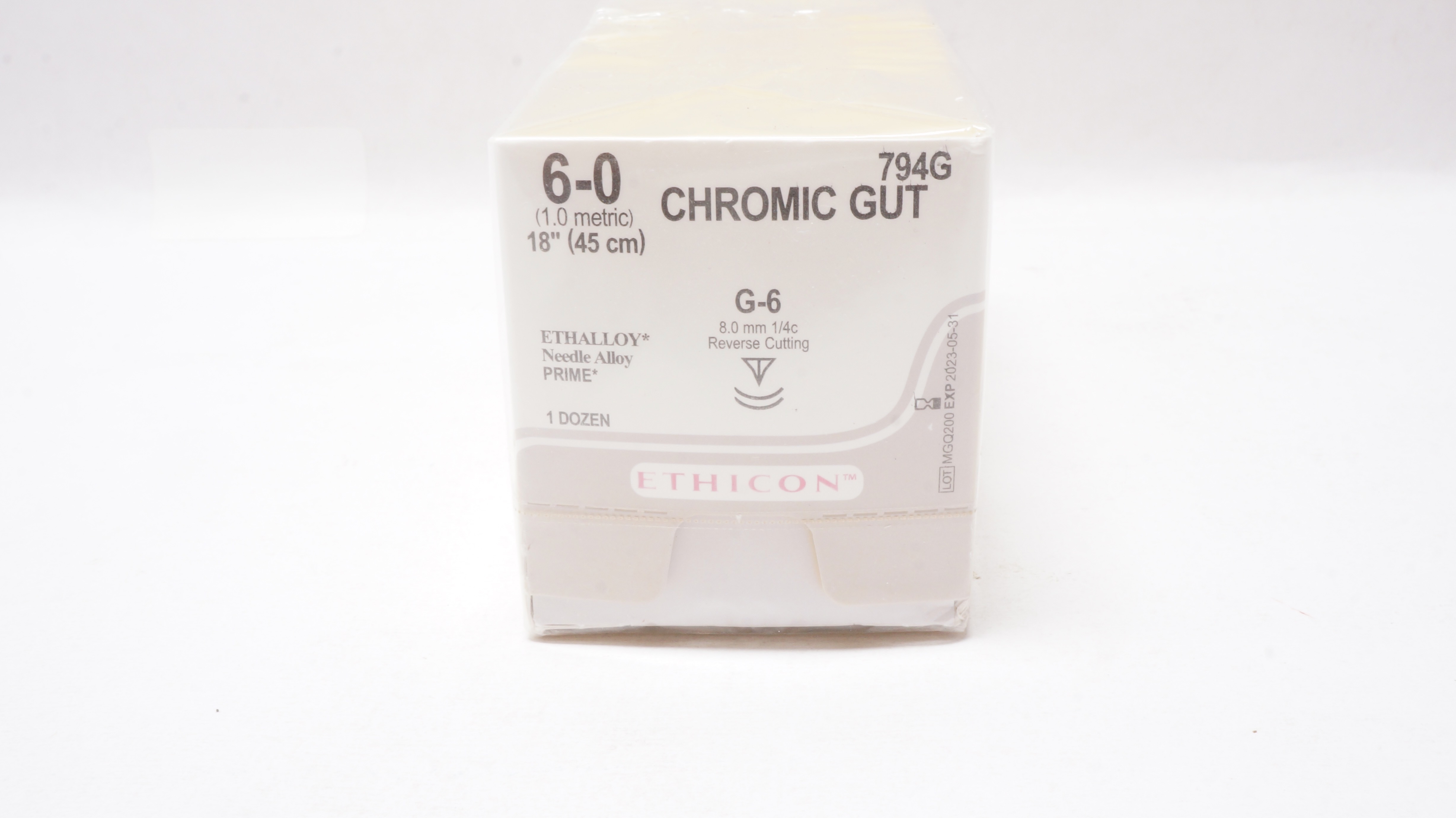 Ethicon 794G 6-0 CHROMIC GUT, G-6, 8.0mm 1/4c Reverse Cutting,18in - Box of 12