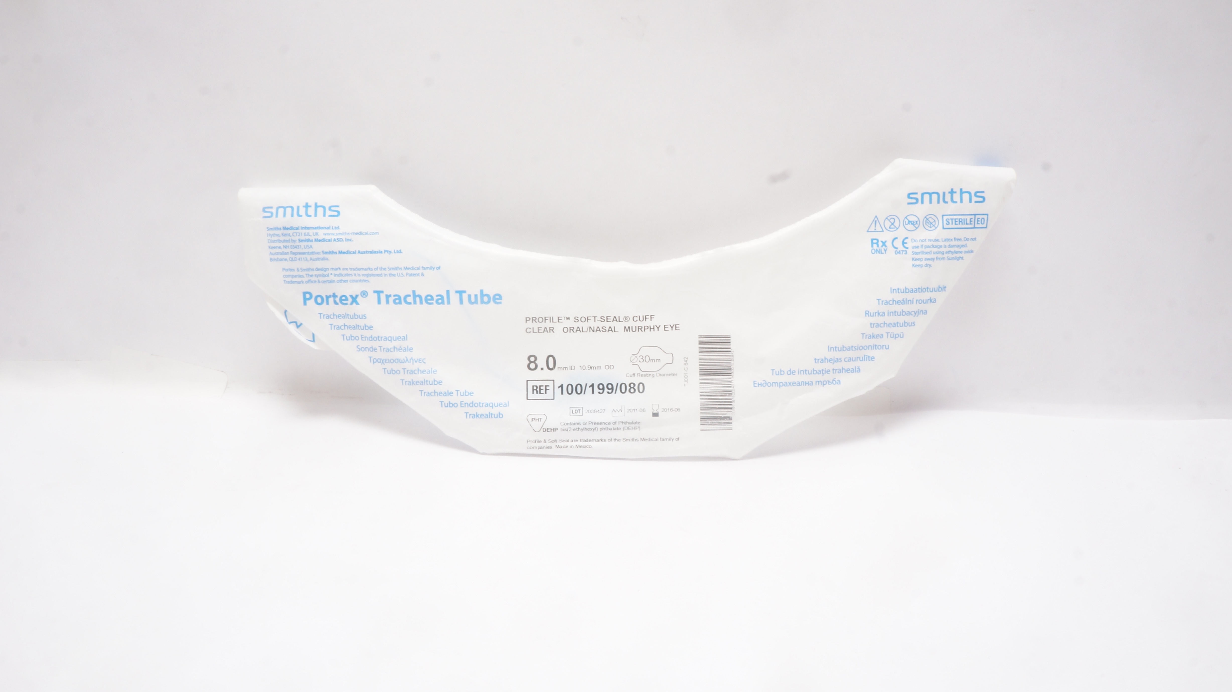 Smiths Medical 100/199/080 Portex Tracheal Tube 8.0mm ID x  10.9mm OD x 30mm (x)