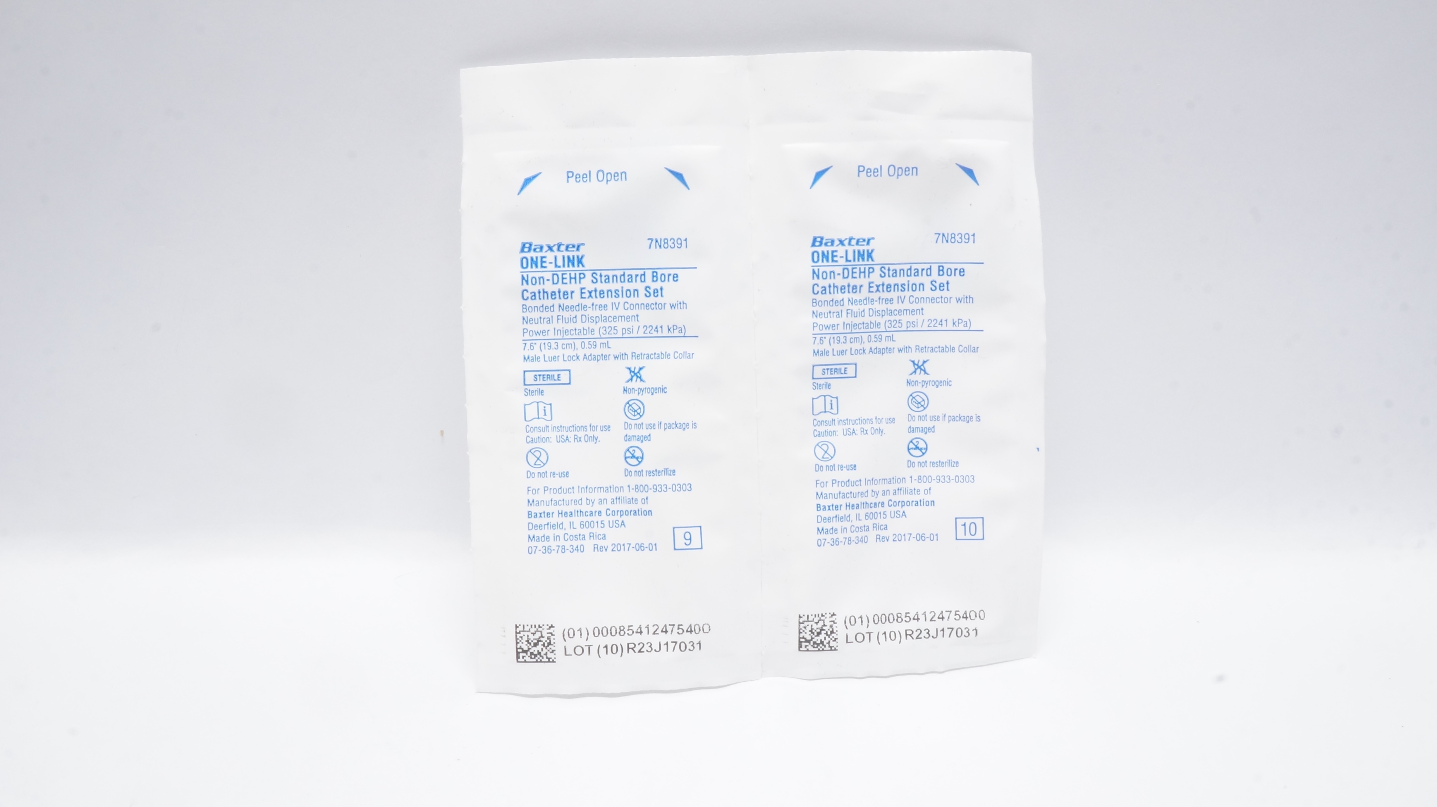 Baxter 7N8391 One-Link Bore Cath. Extension Set 7.6inch x 0.59mL - Lot of 2