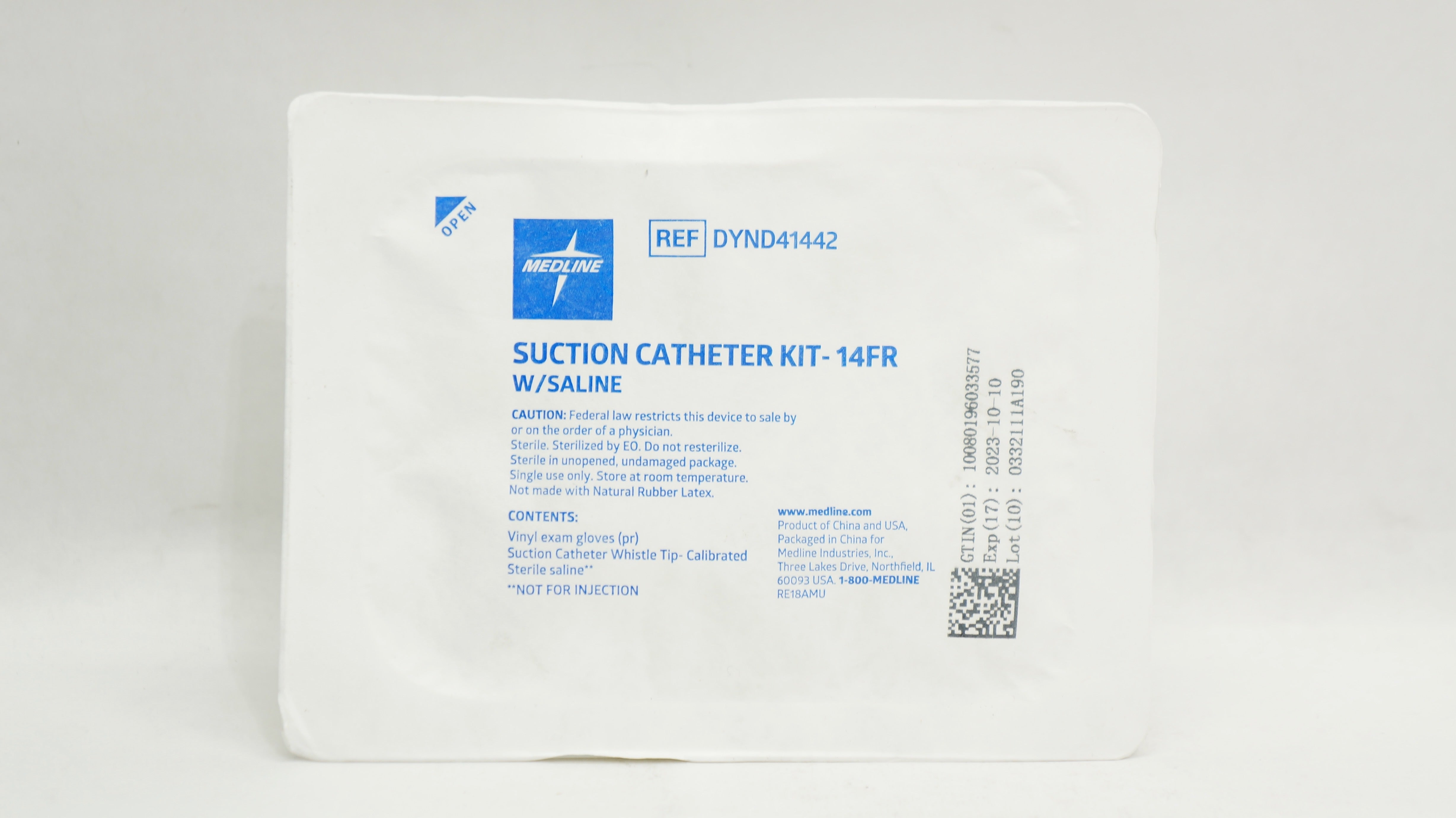 Medline DYND41442 Suction Cath. Kit 14 Fr w/Saline