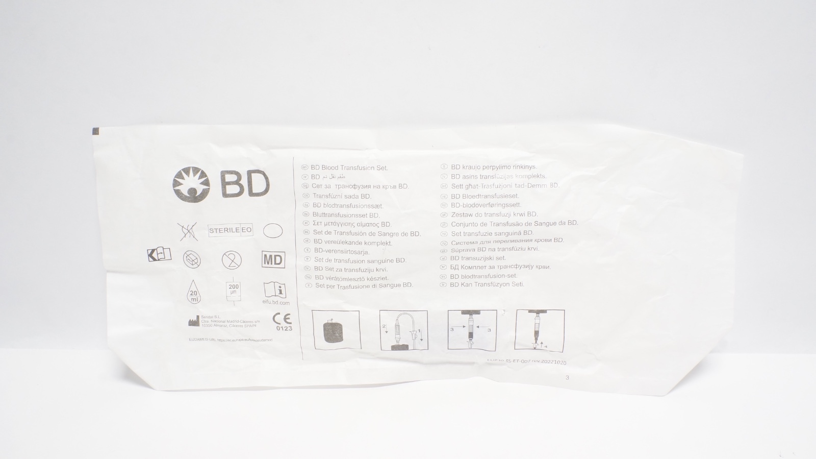 BD VH-92-UK Blood Transfusion Set Sterile 20ml 200µm