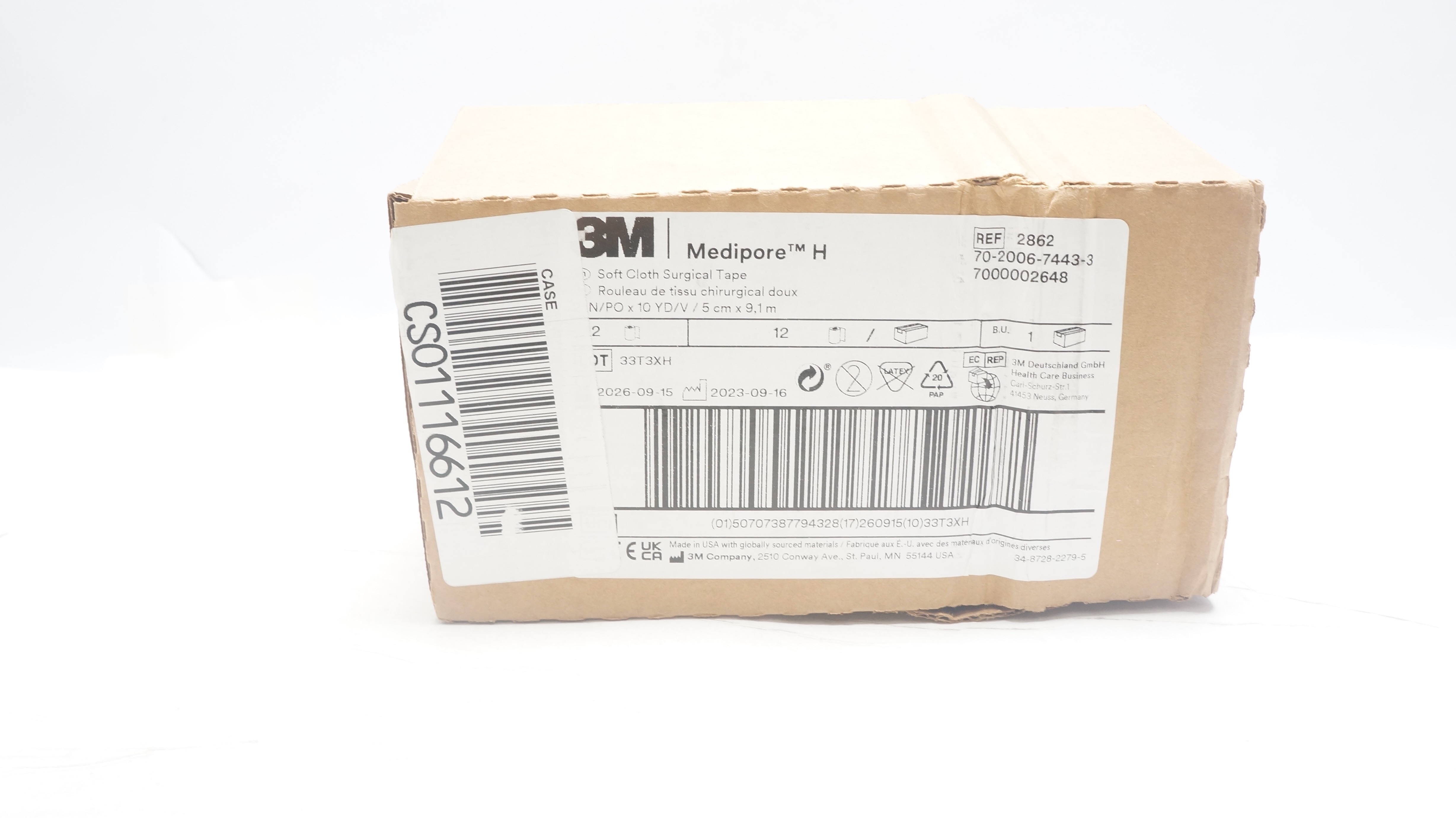 3M 2862 Medipore H, Soft Cloth Surgical Tape 2in x 10yd - Box of 12