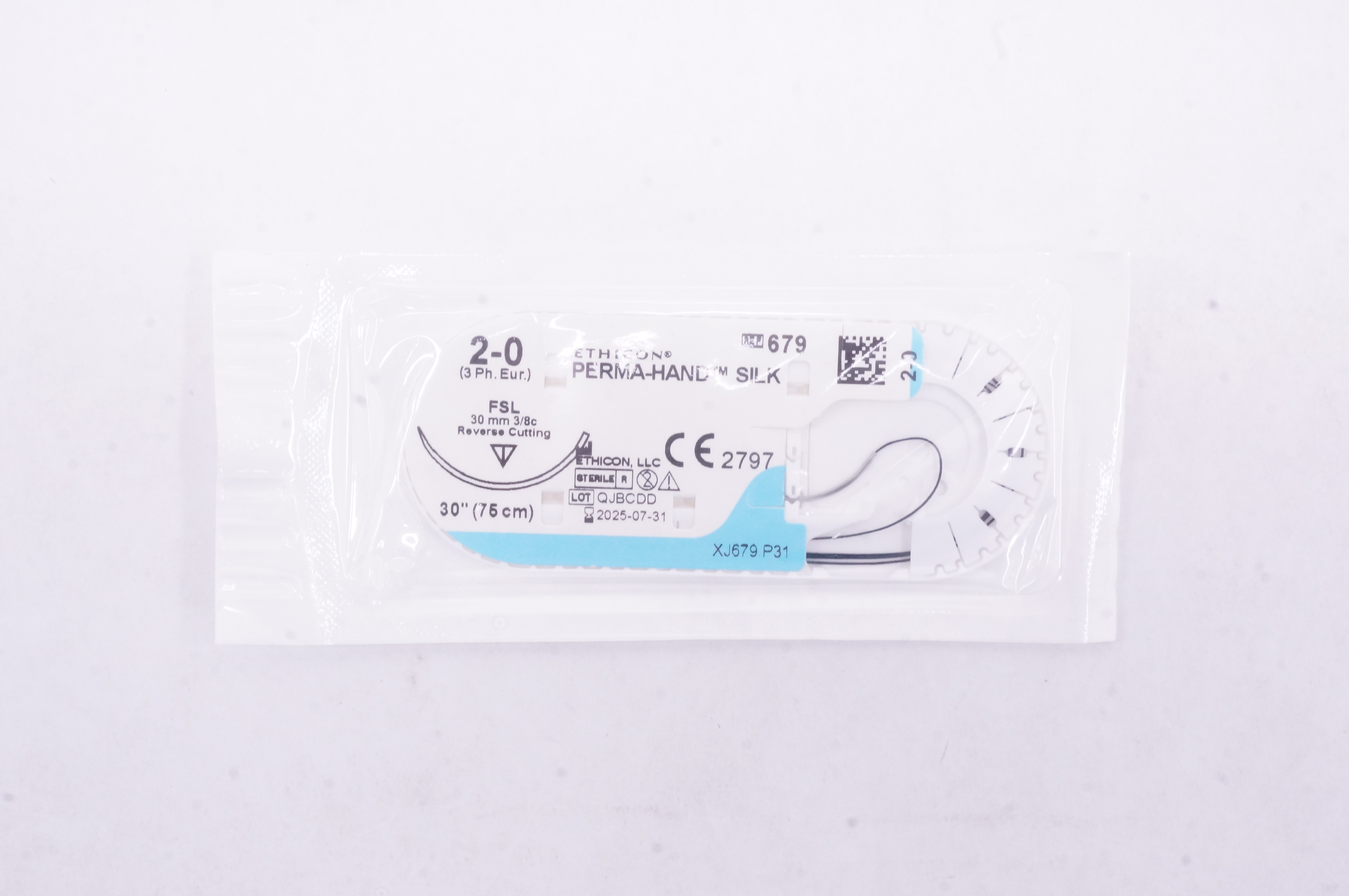 Ethicon 679 2-0 Perma-Hand Silk FSL 30mm 3/8c Reverse Cutting, 30inch